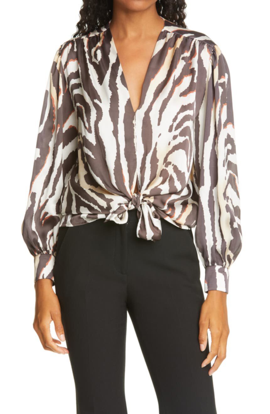 Блуза с зебровым принтом и завязками на кромке Smythe
