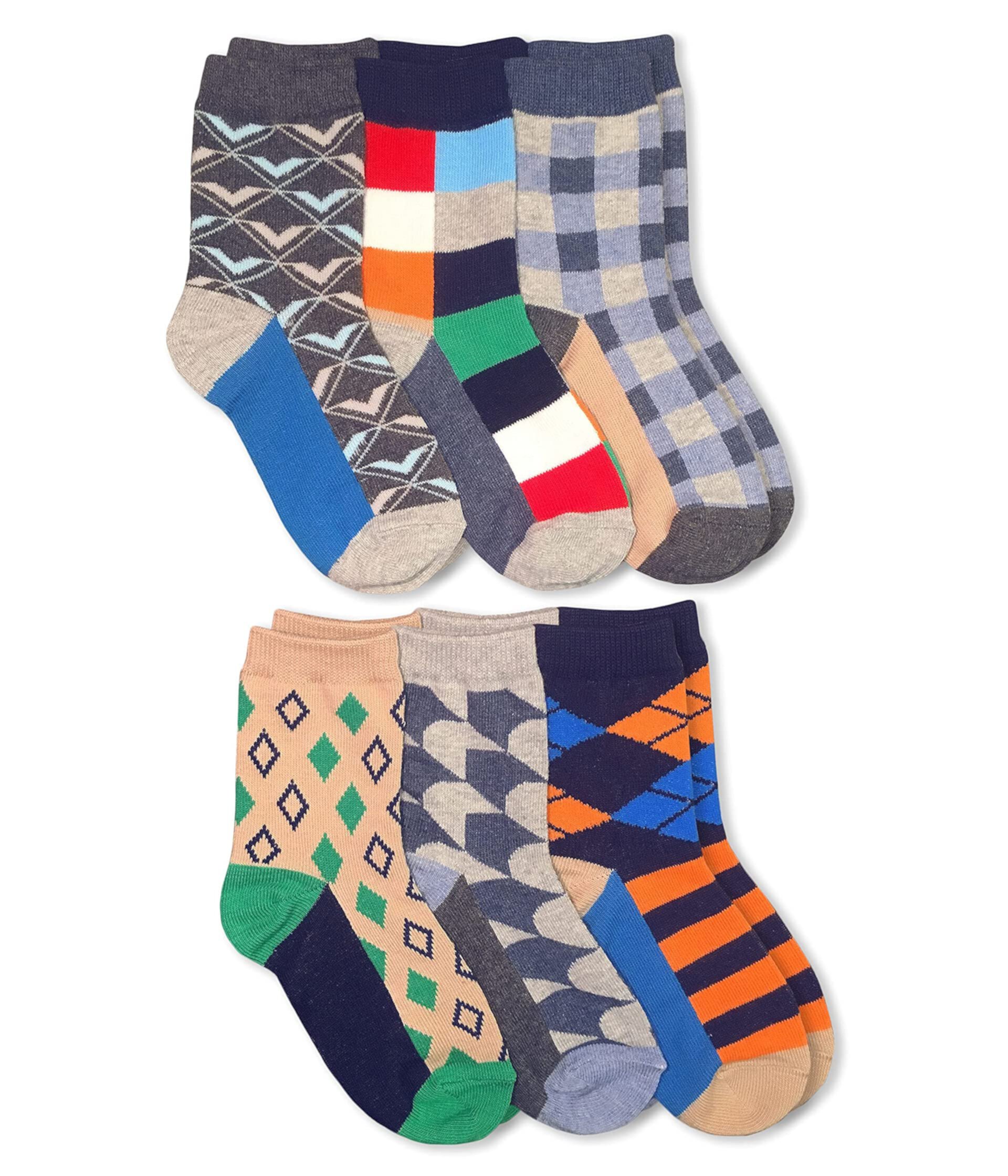 Набор из 6 пар носков с круглым вырезом Fun Colorful Dress Jefferies Socks