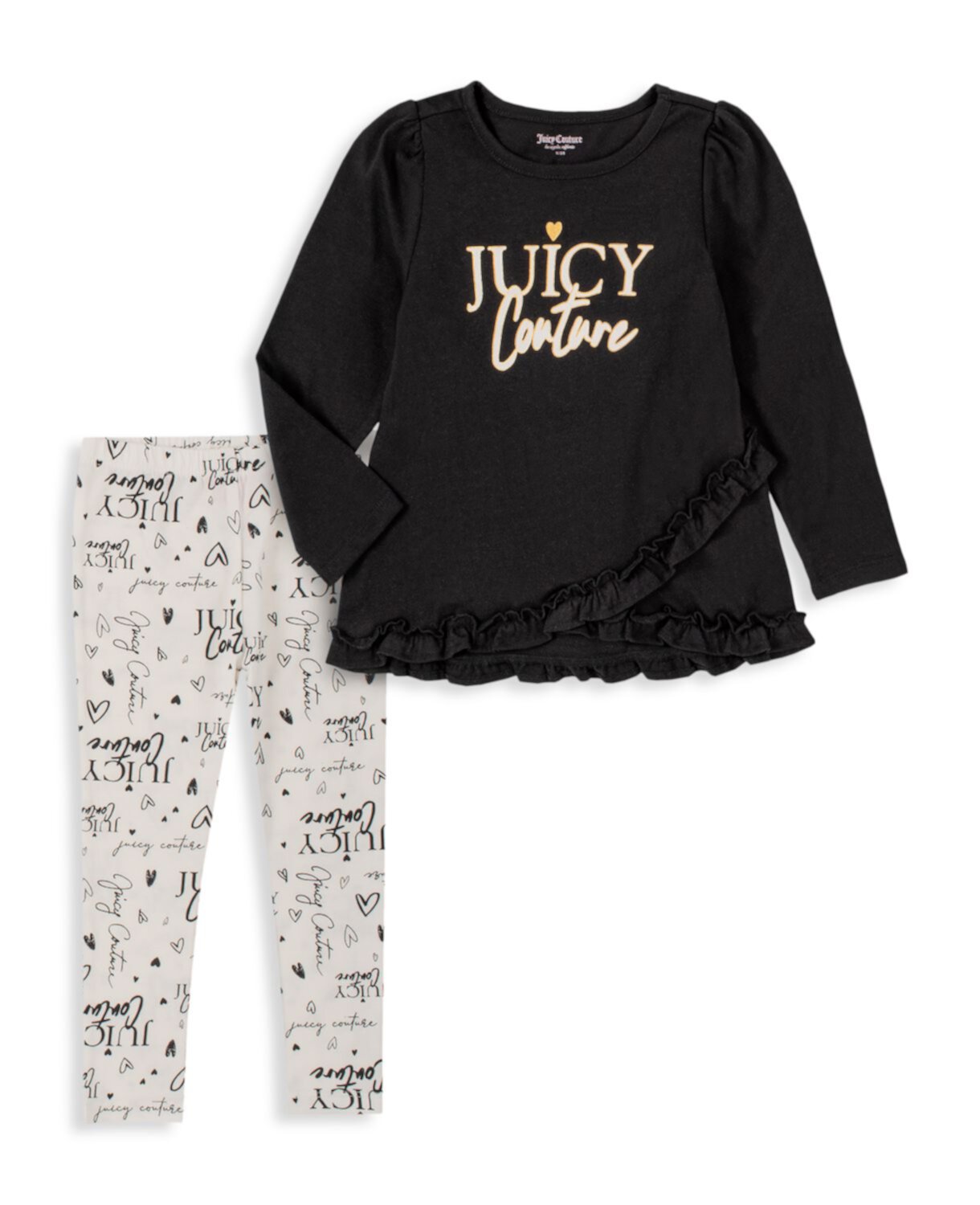 Двухкомпонентный топ с логотипом и логотипом Little Girl; Комплект леггинсов Juicy Couture