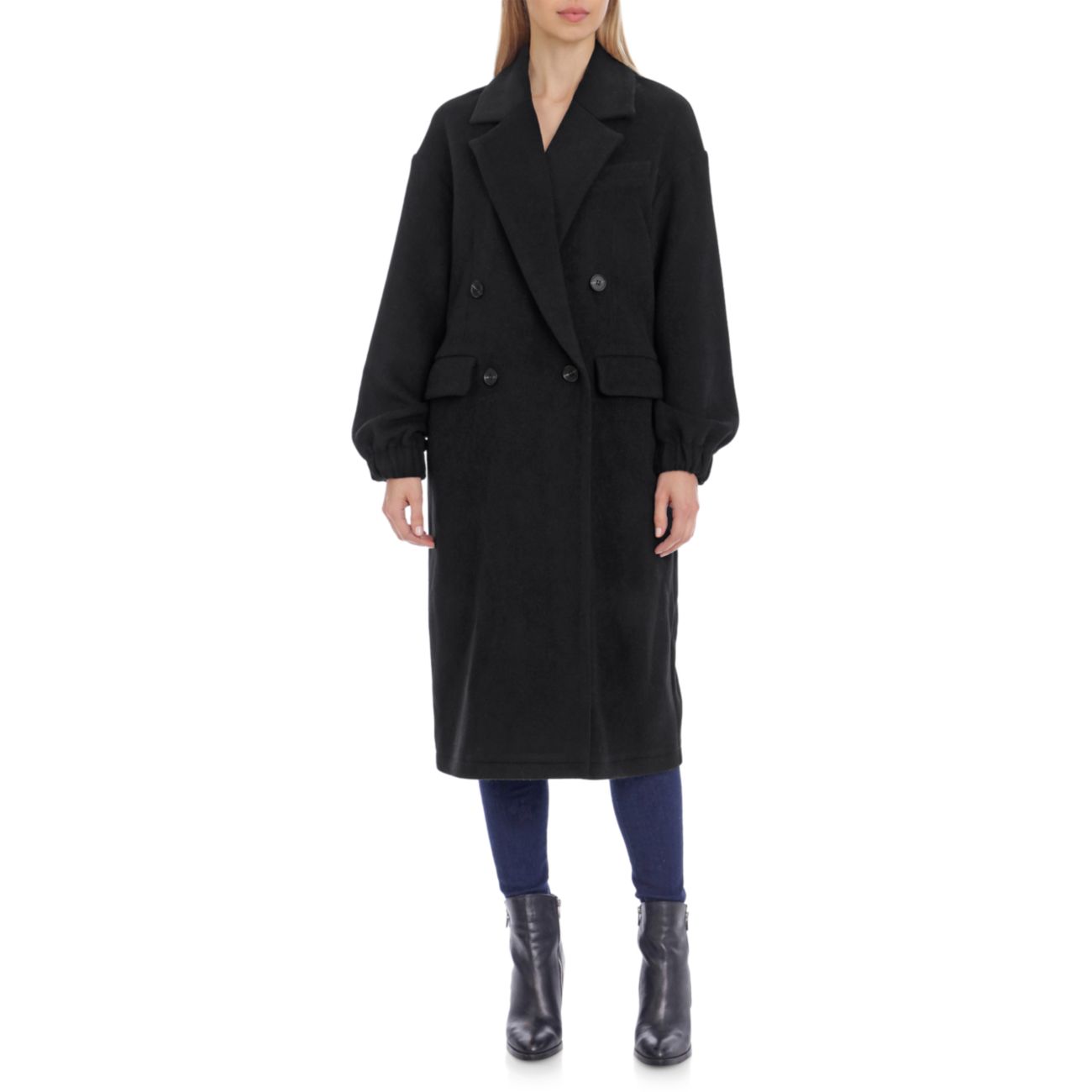 Двубортное пальто из твила с короткими рукавами Avec Les Filles
