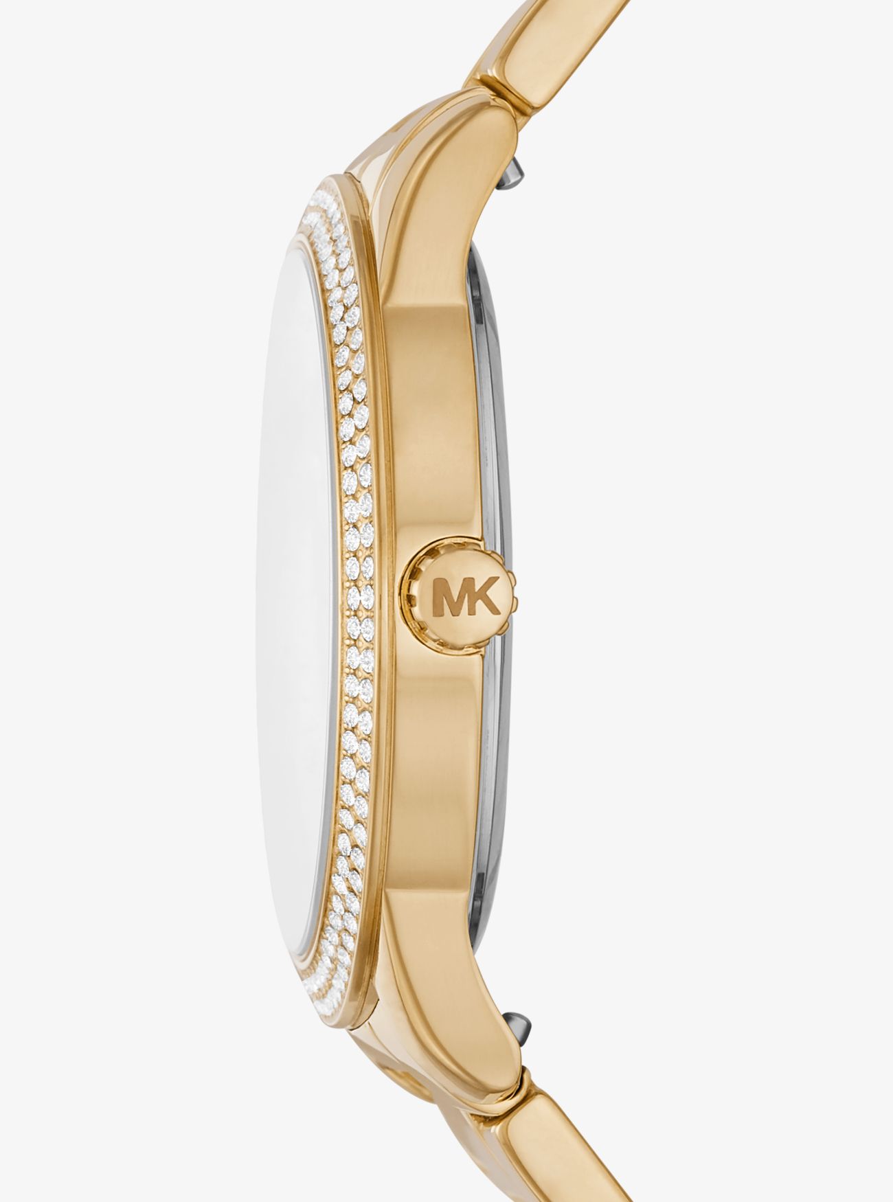 Крупногабаритные часы и ремешок золотистого цвета Tibby Pavé Michael Kors