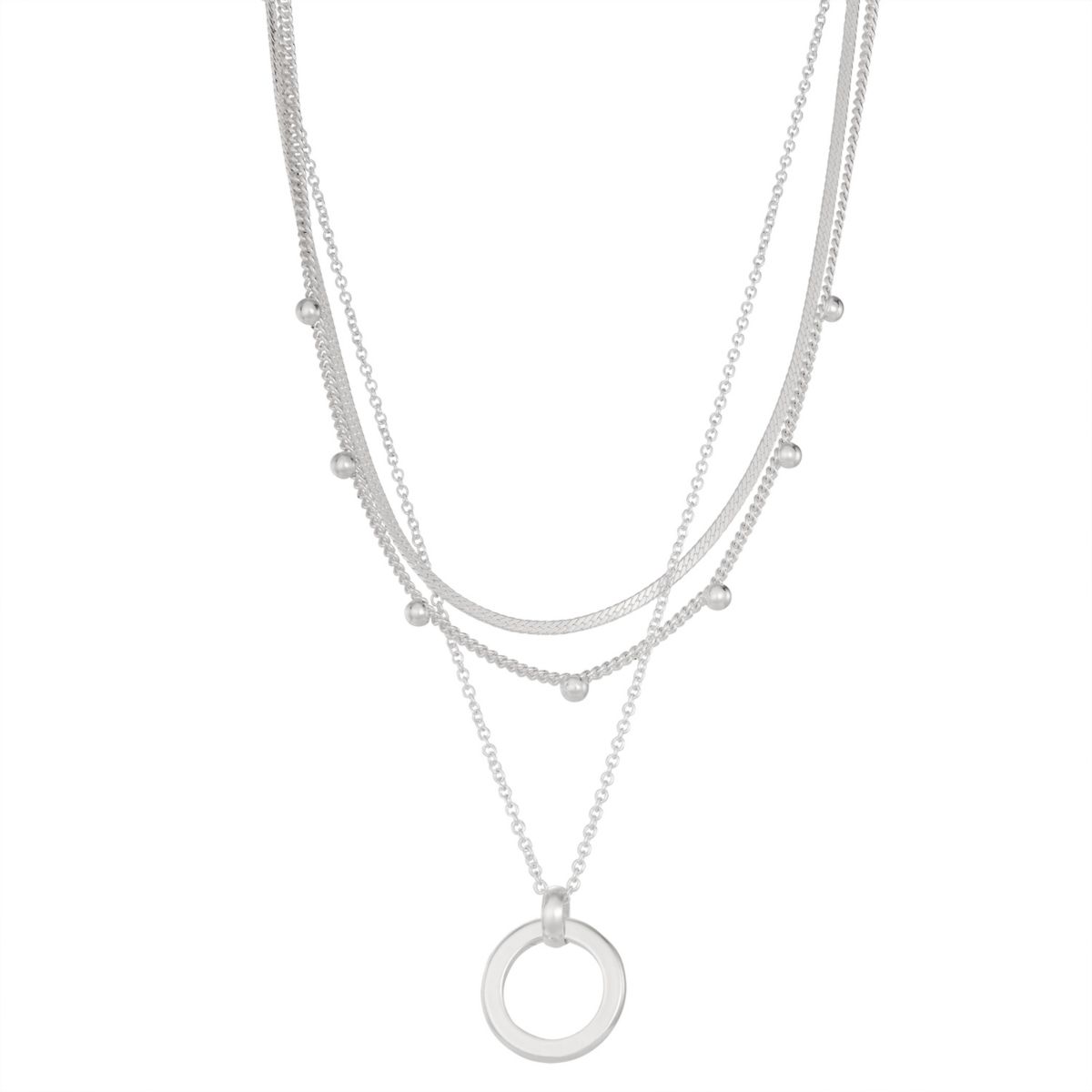 Колье LC Lauren Conrad с трехрядной многослойной цепочкой с подвеской в виде круга LC Lauren Conrad