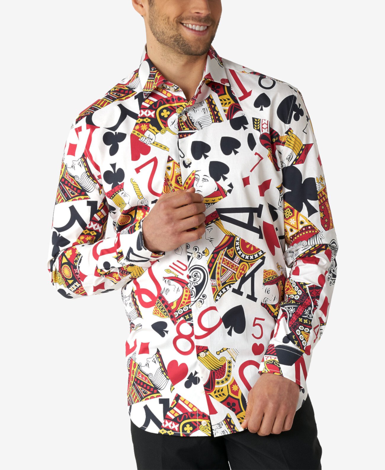 Мужская классическая рубашка в стиле покера для большого и высокого роста в стиле короля клубов OppoSuits