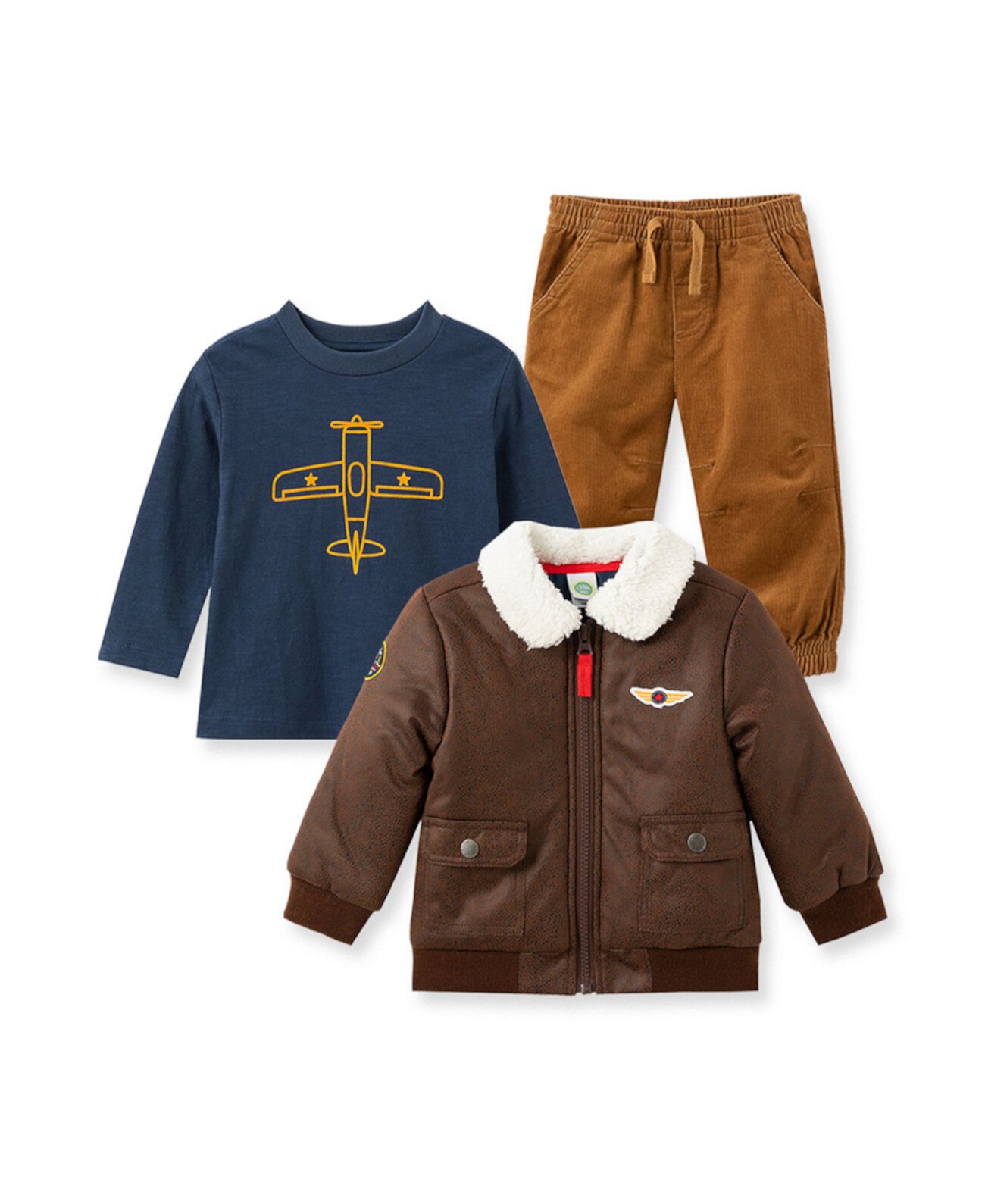Куртка-авиатор для маленьких мальчиков, футболка и брюки, комплект из 3 предметов Little Me