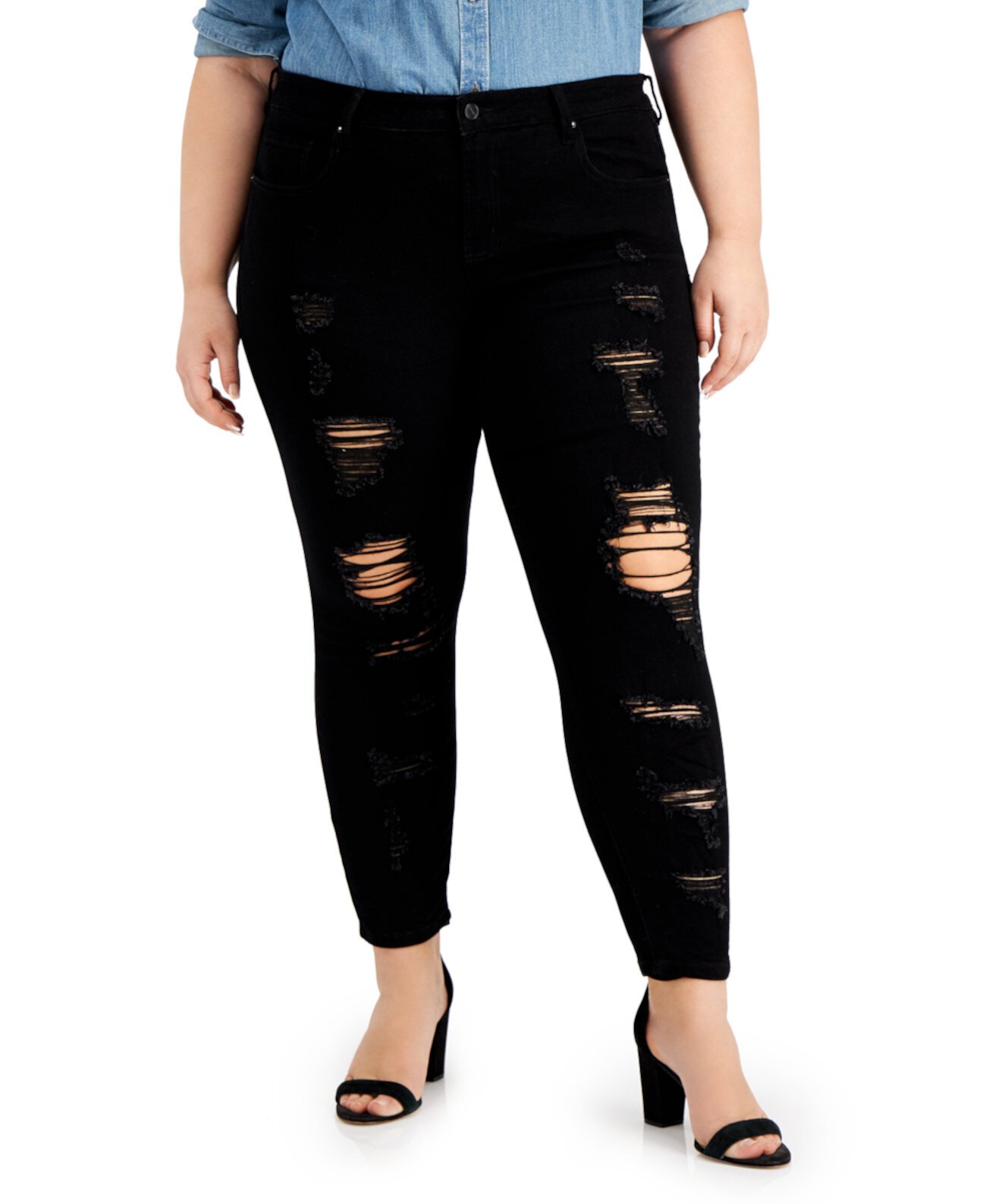 Модные рваные джинсы скинни больших размеров с эффектом потертости Dollhouse