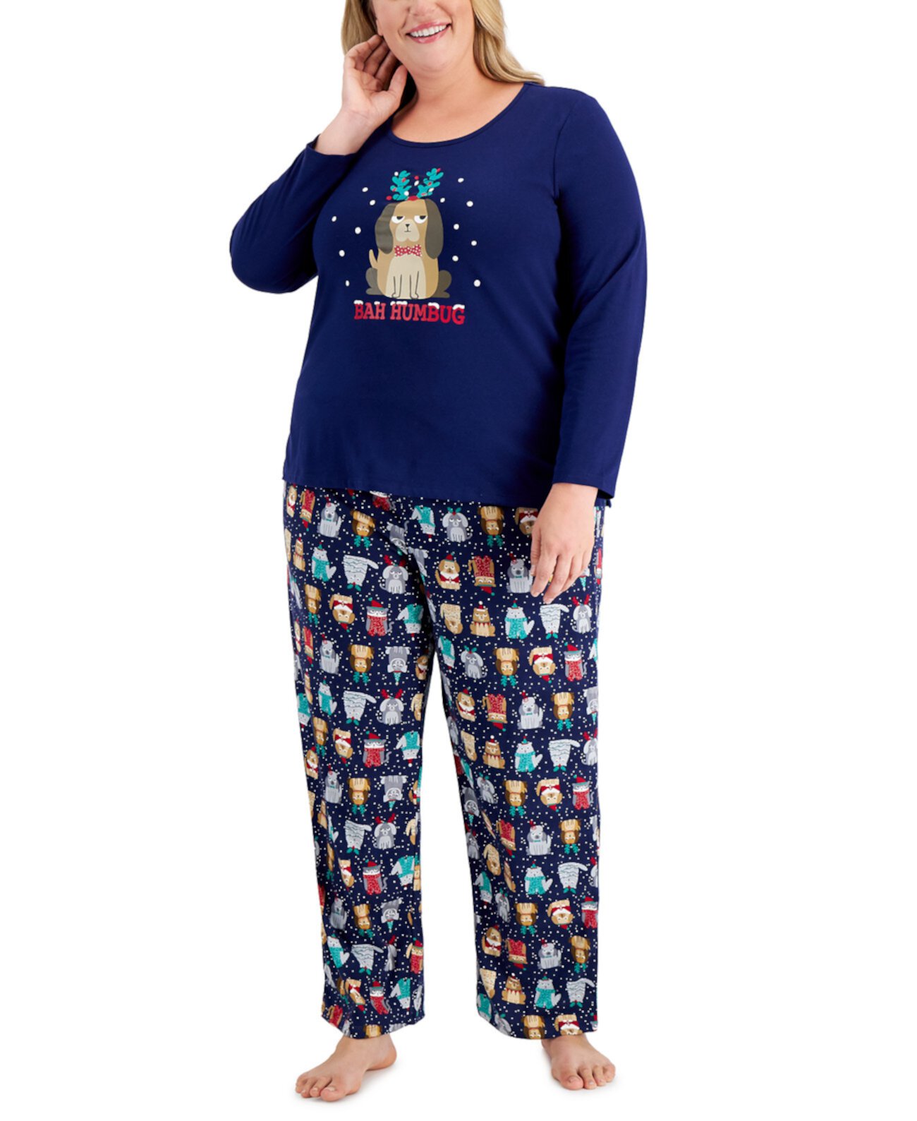 Подходящий женский семейный пижамный комплект Bah Humbug больших размеров Family Pajamas