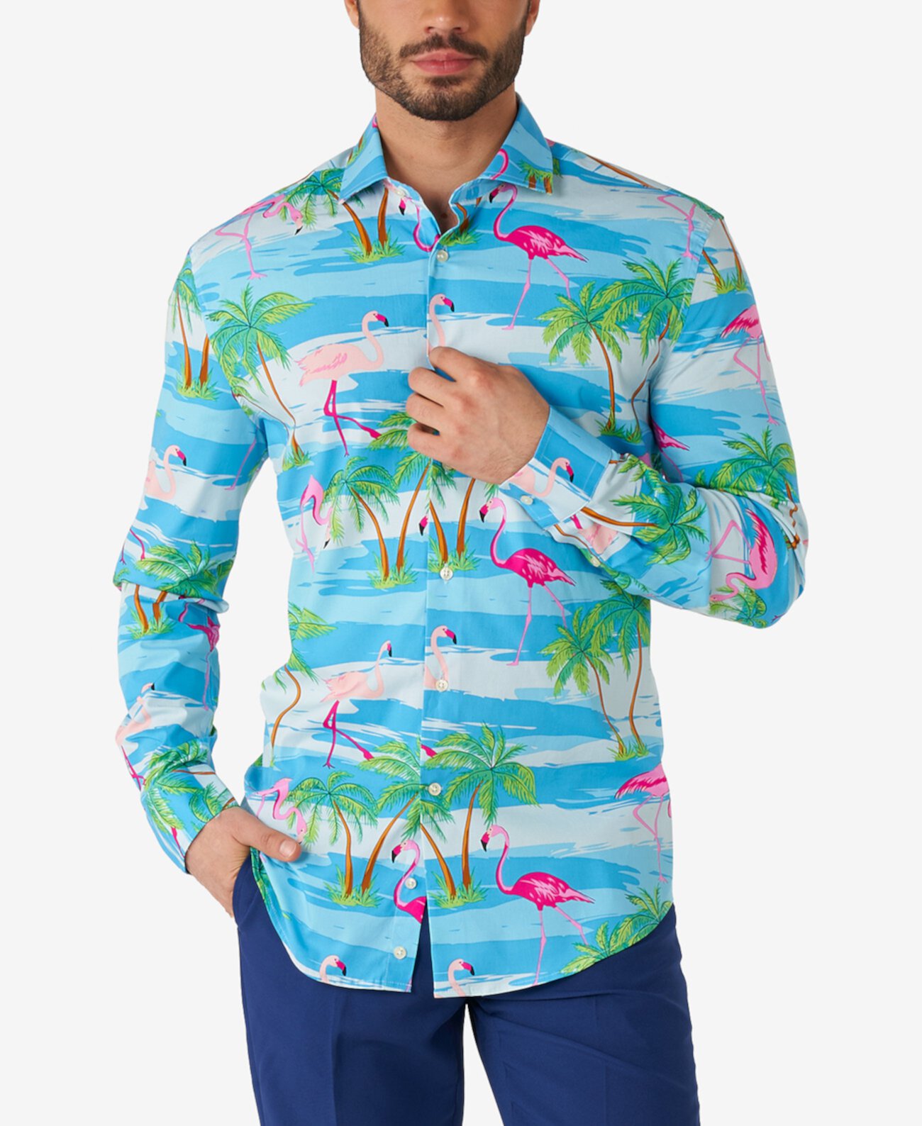 Мужская классическая рубашка Flaminguy Tropical Flamingo Big and Tall OppoSuits