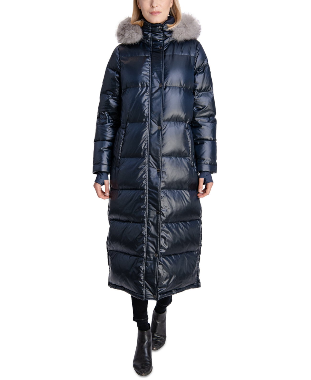 Пуховое макси-пуховое пальто с капюшоном Petite с отделкой из искусственного меха, созданное для Macy's Michael Kors