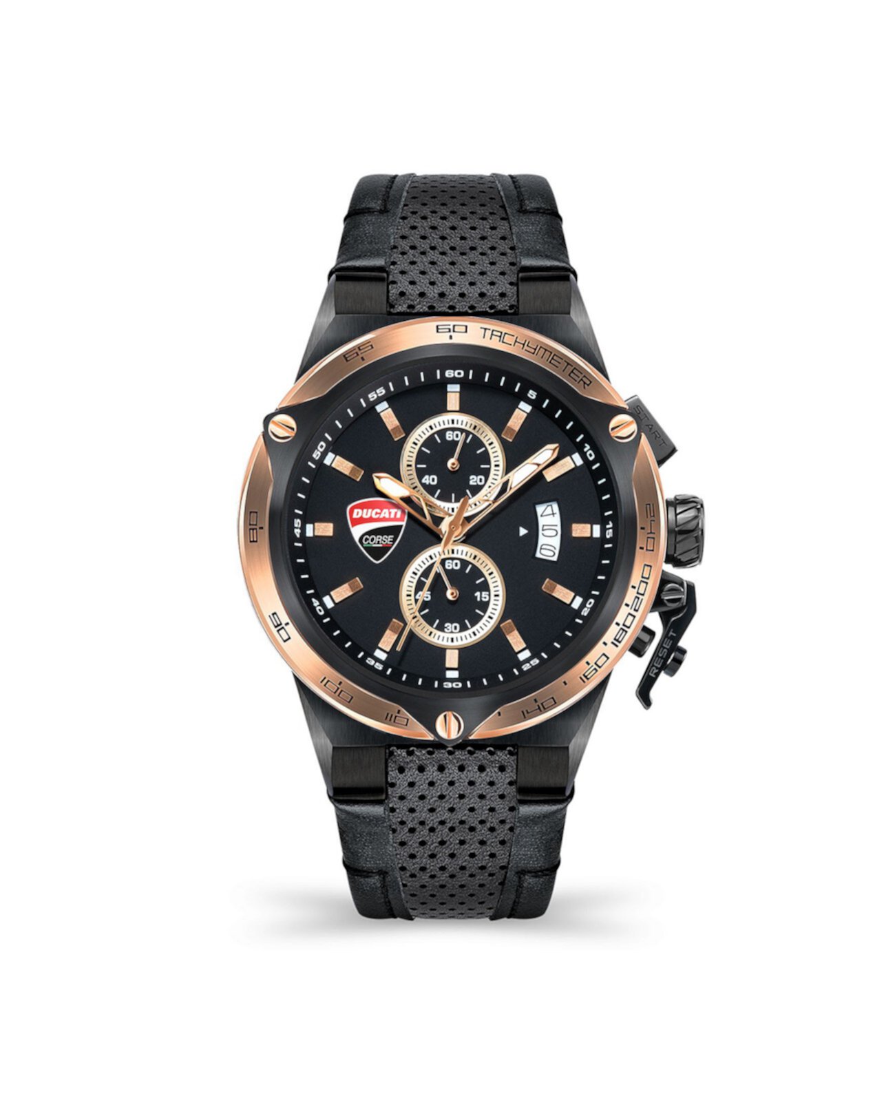 Мужские наручные часы Giro Uno с черным кожаным ремешком 45 мм Ducati Corse