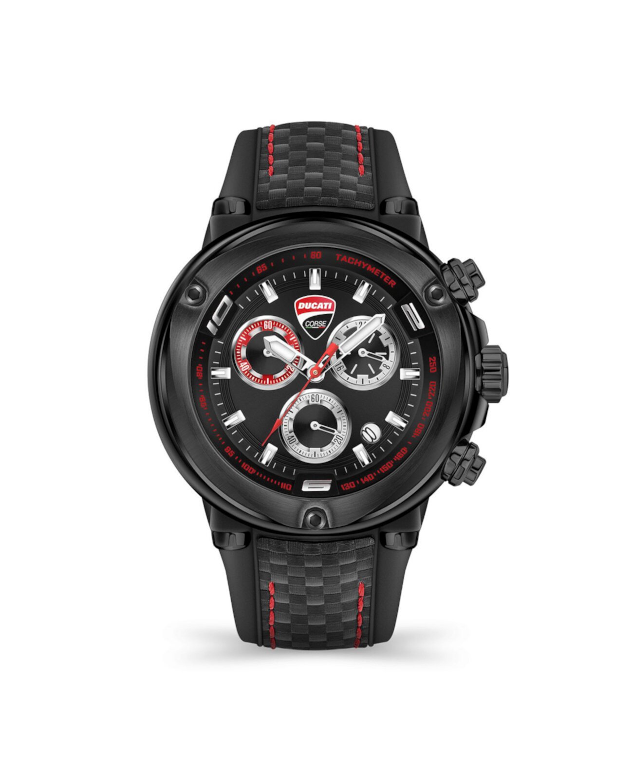 Мужские часы Partenza Chronograph с черным силиконовым ремешком 49 мм Ducati Corse