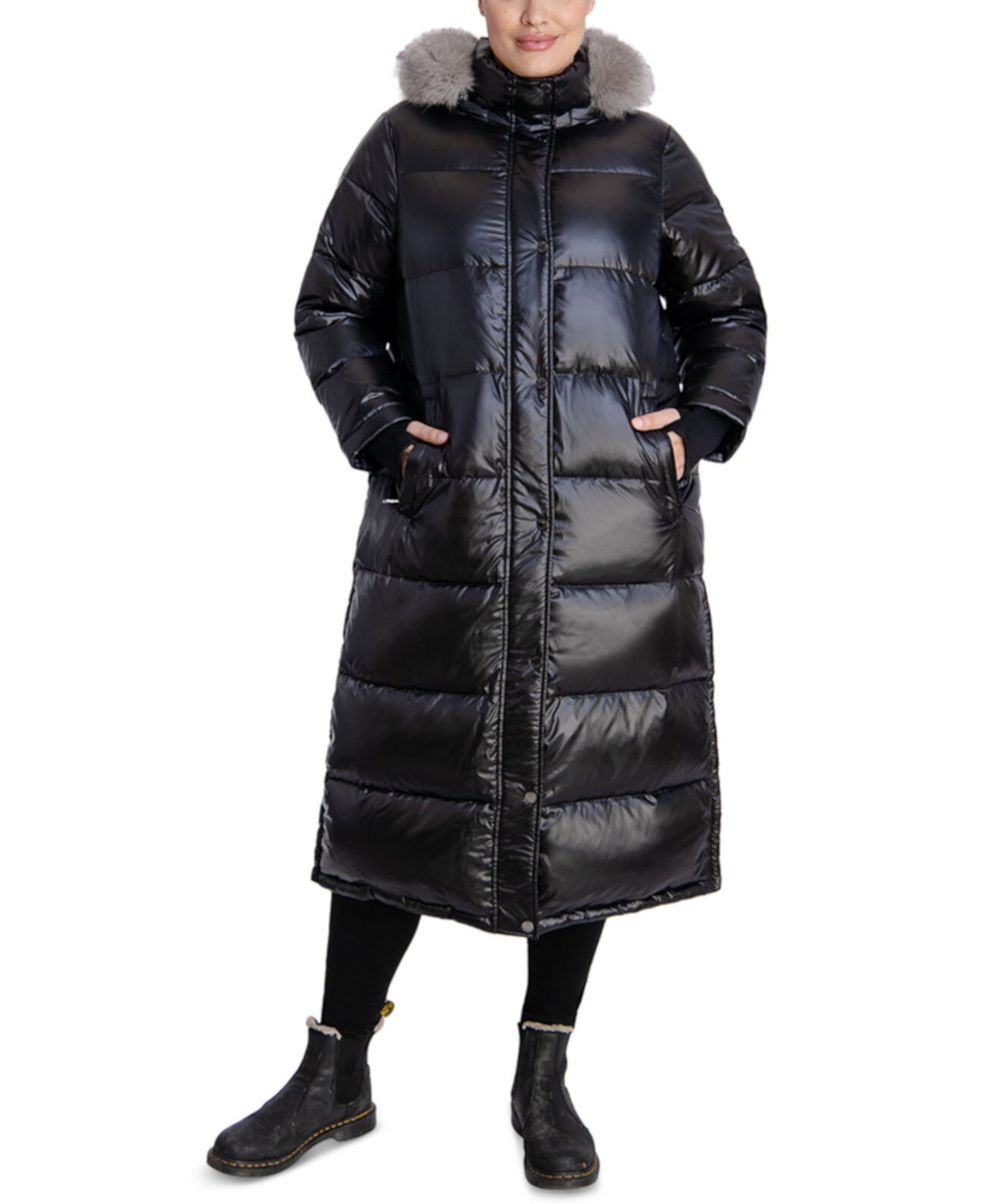 Макси-пальто с капюшоном и отделкой из искусственного меха больших размеров, созданное для Macy's Michael Kors