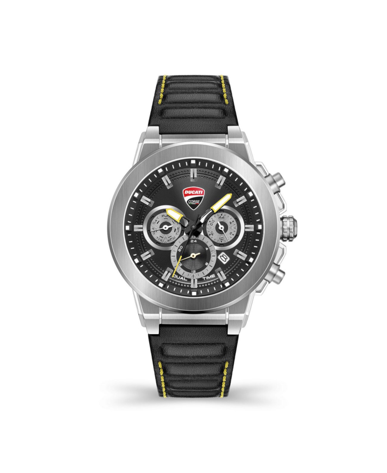 Мужские многофункциональные часы Campione с черным кожаным ремешком 45 мм Ducati Corse