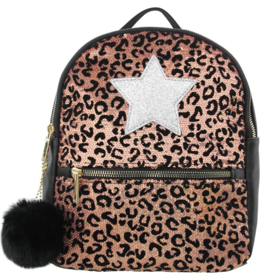 Рюкзак с пайетками и леопардовой нашивкой в виде звезды OLIVIA MILLER