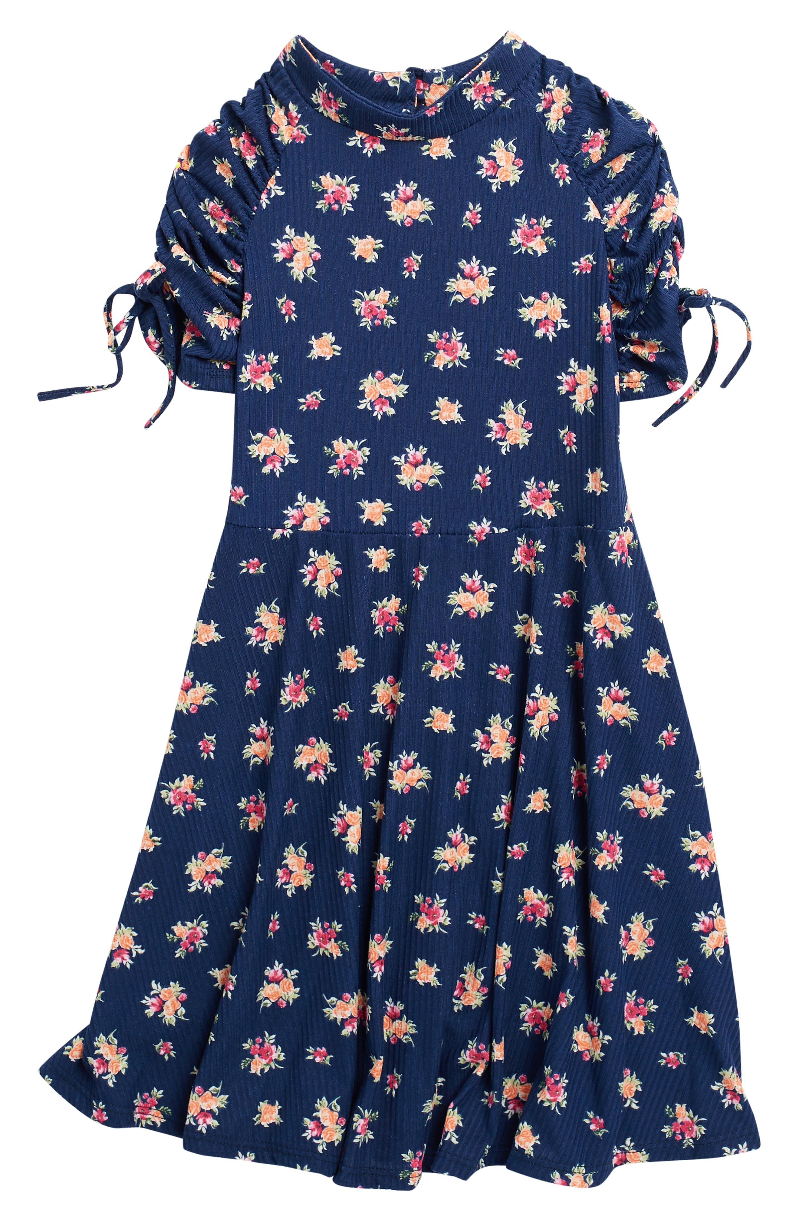 Платье Ava & Yelly с цветочным рисунком в рубчик и рюшами на рукавах AVA AND YELLY