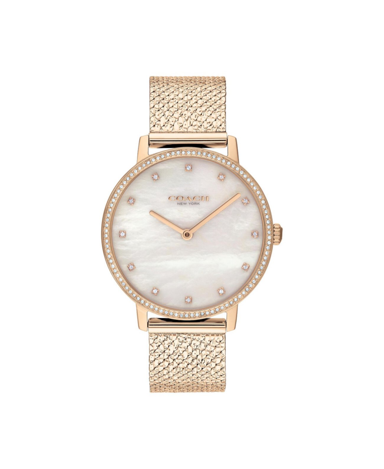 Женские часы Audrey Carnation с золотым браслетом в сеточку, 35 мм COACH