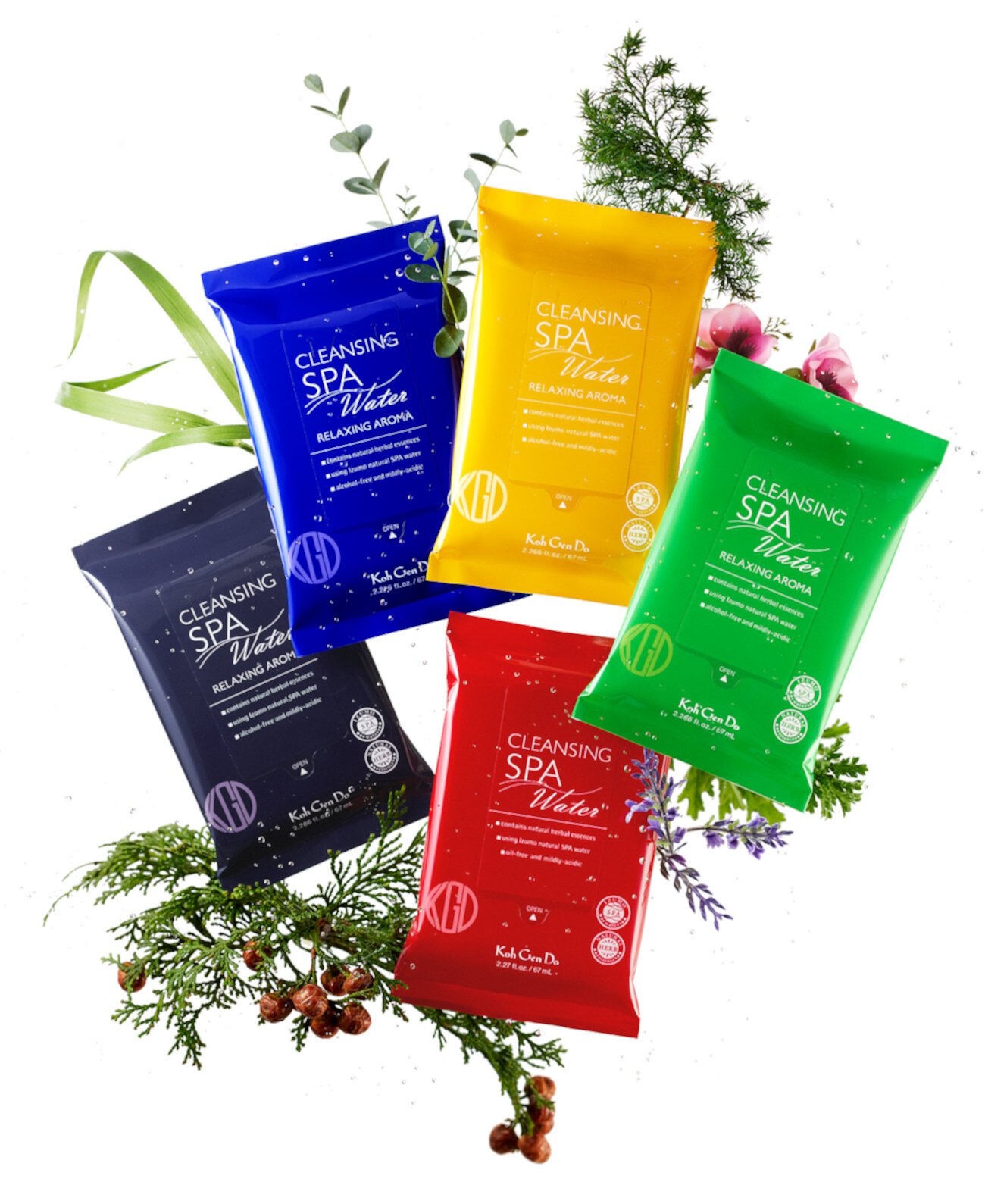 5-шт. Spa Cleansing Water Cloths Relaxing Aromas Набор Koh Gen Do