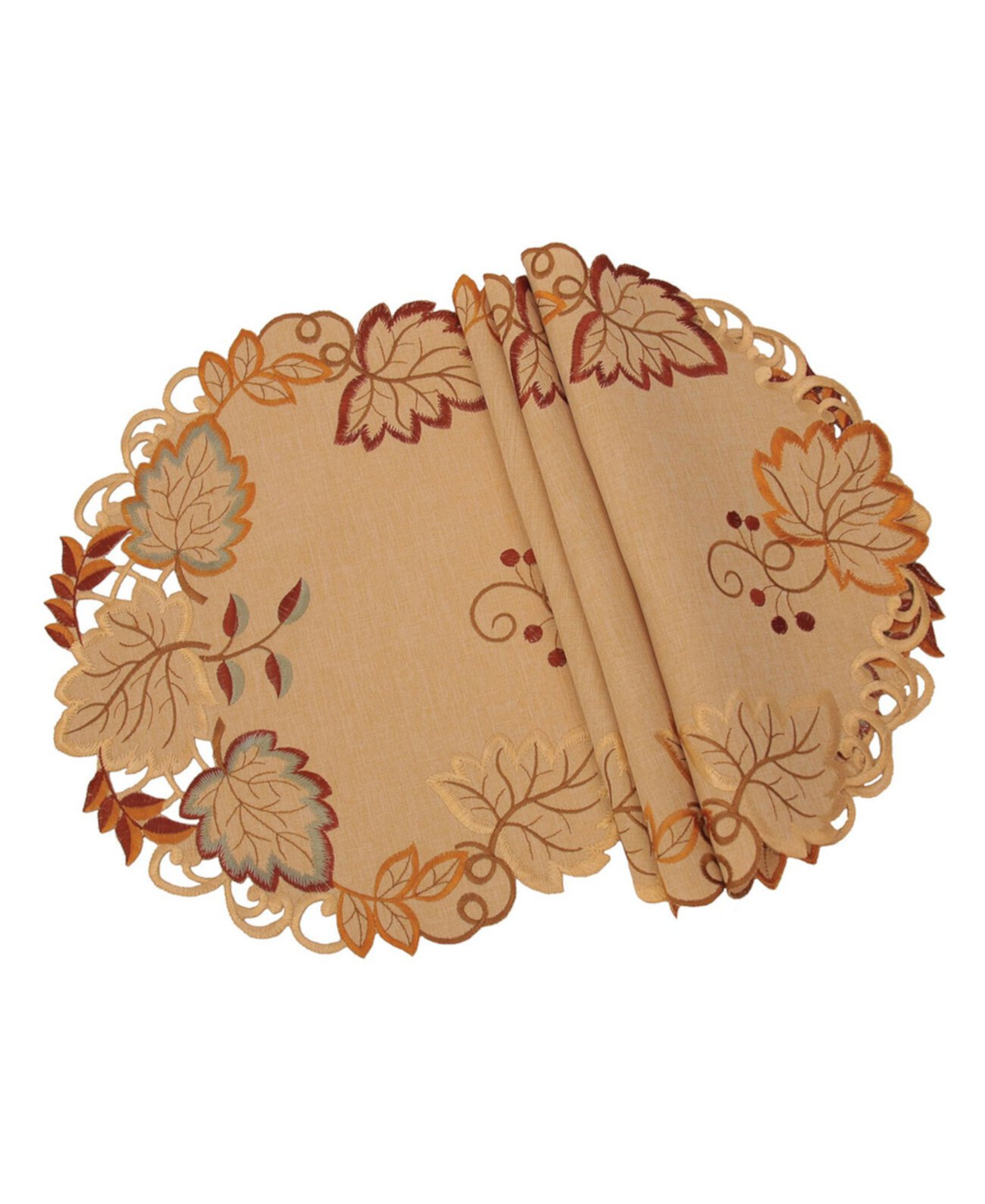 Круглые салфетки с вышивкой для рукоделия Harvest Verdure - набор из 4 Manor Luxe