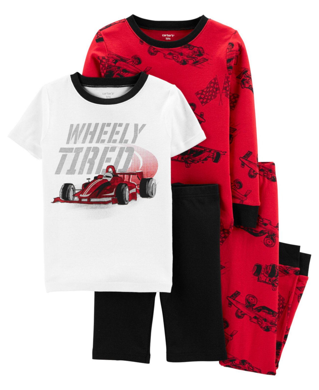 Хлопковая пижама Snug Fit Big Boys Race Car, комплект из 4 предметов Carter's