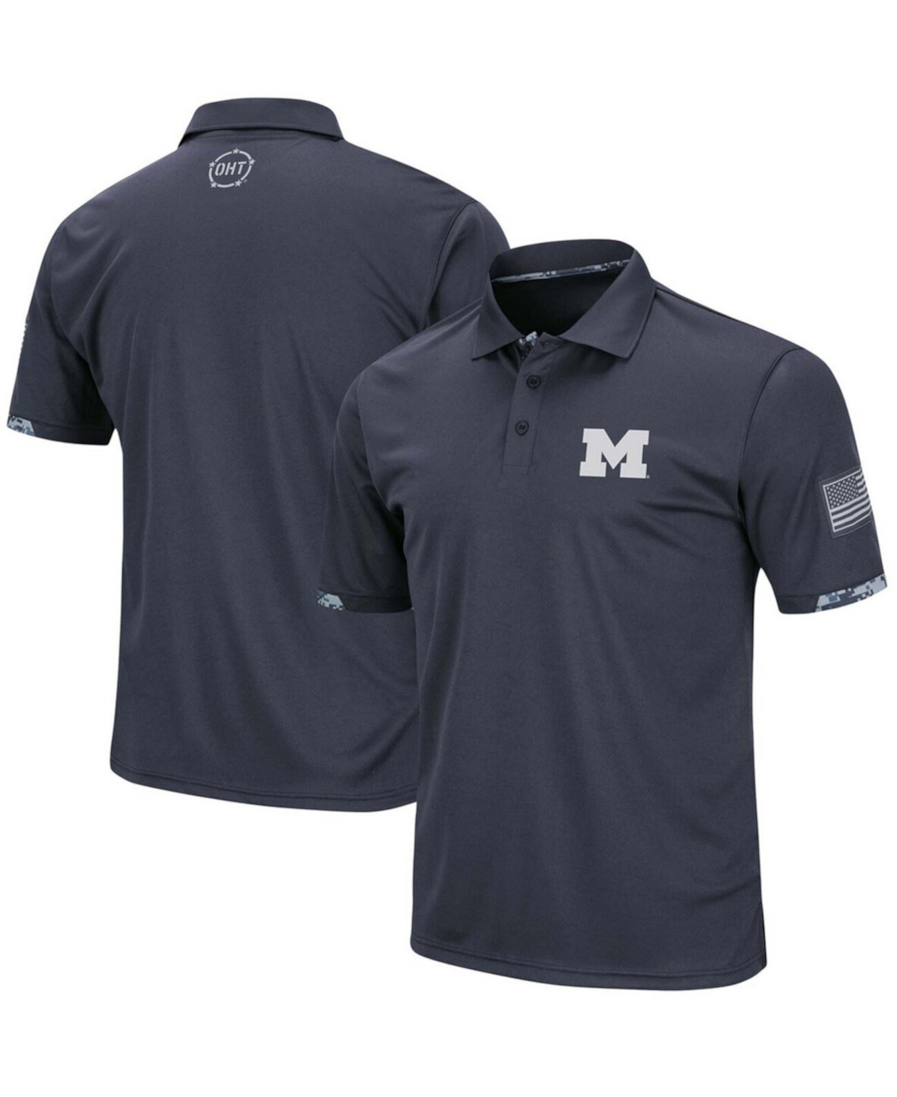 Мужская темно-серая футболка-поло Michigan Wolverines OHT в стиле милитари с камуфляжным принтом Colosseum