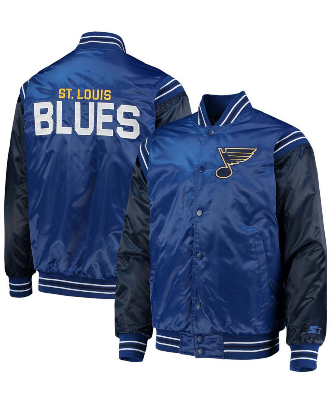 Мужская синяя, темно-синяя куртка St. Louis Blues Enforcer Satin Varsity с полной застежкой Starter
