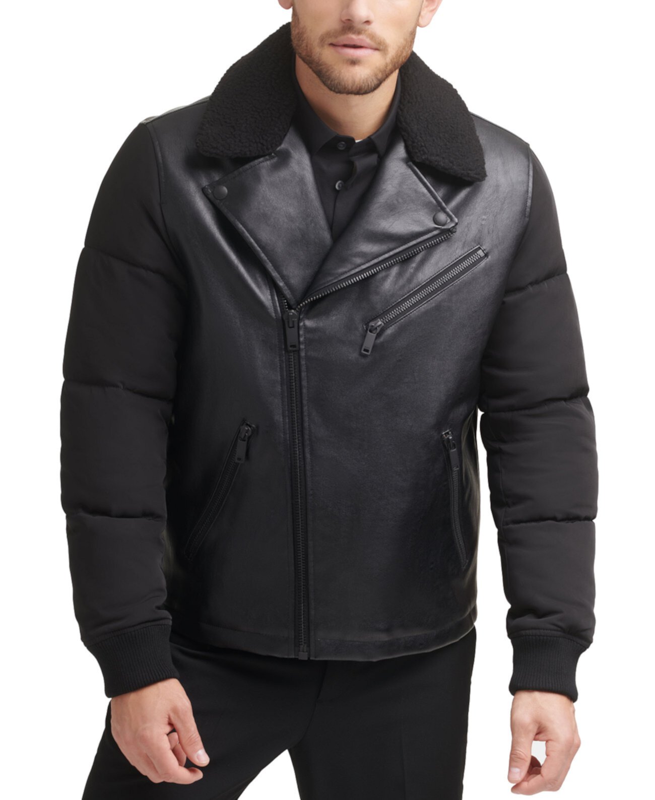 Мужская мотоциклетная куртка из смешанной техники DKNY