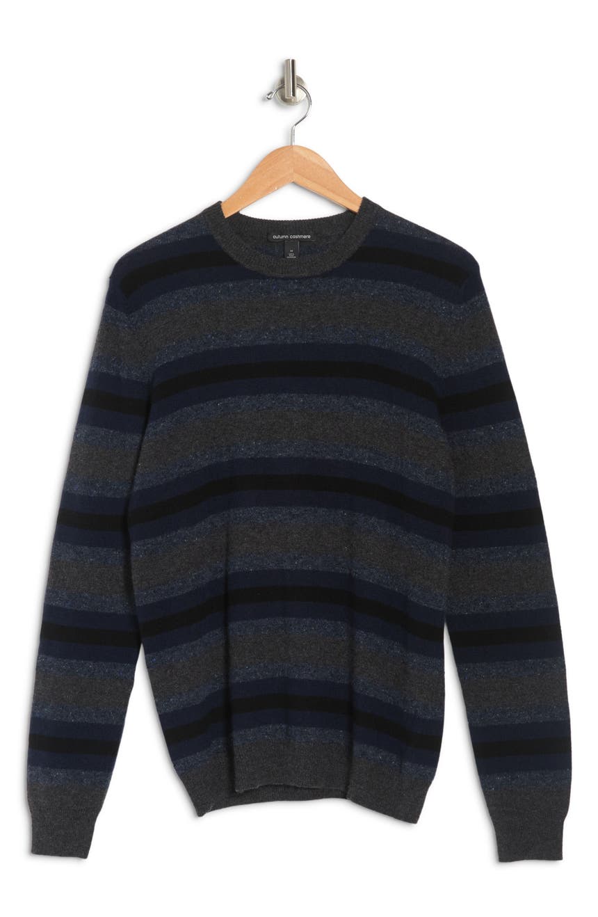 Кашемировый свитер с круглым вырезом и принтом в полоску омбре Autumn Cashmere