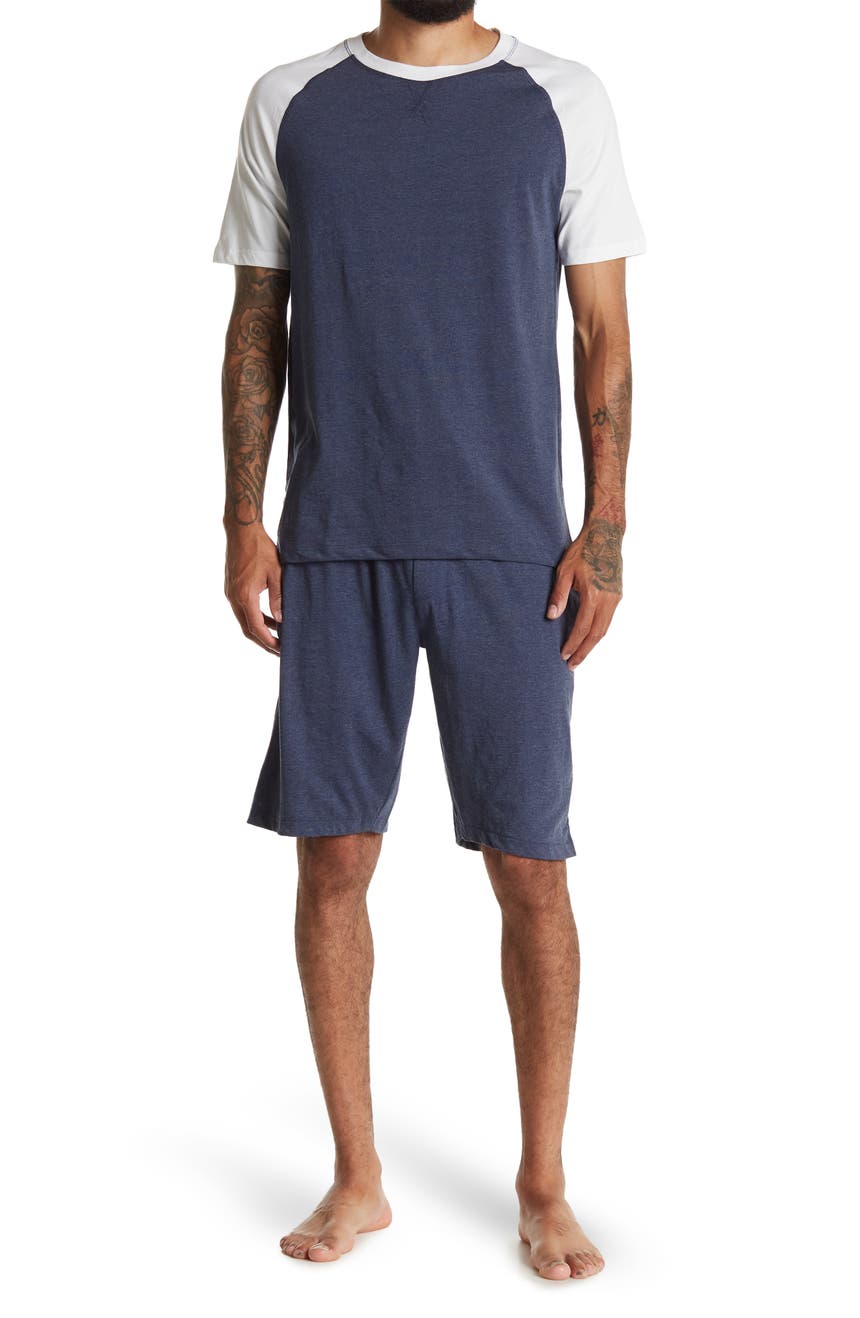 Пижамный комплект из двух предметов с футболкой реглан и шортами на шнурке Unsimply Stitched