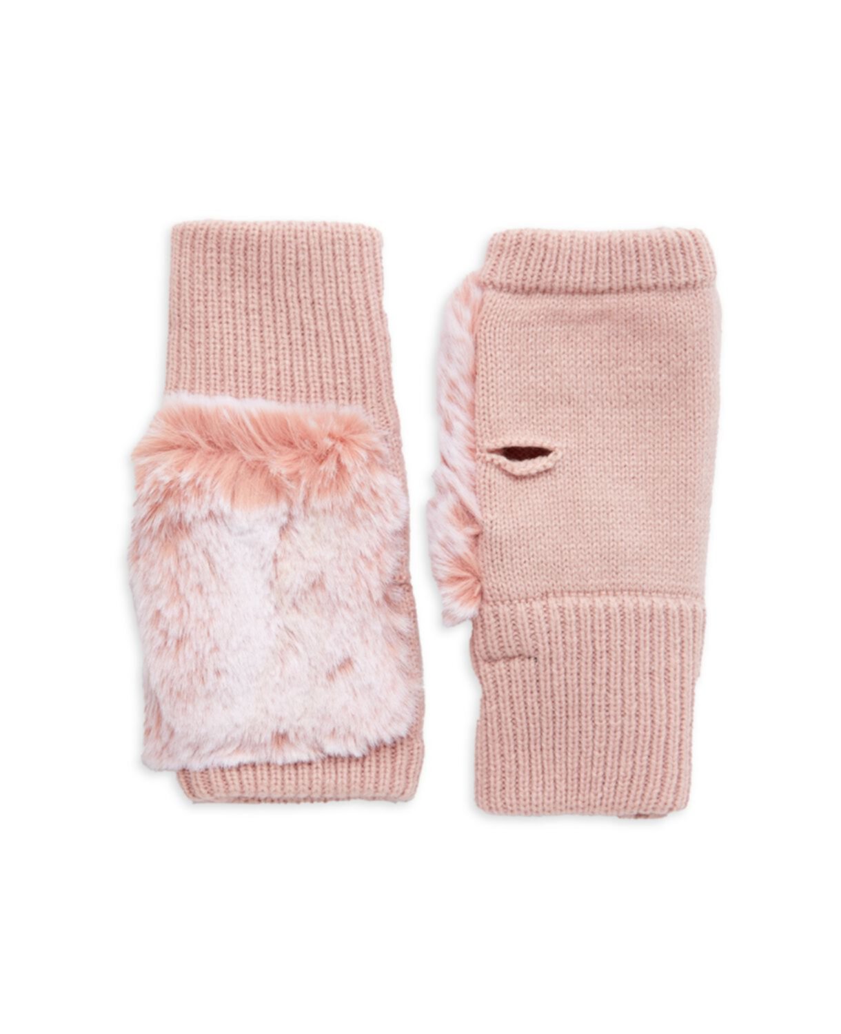 Texty Faux Fur & amp; Вязаные перчатки без пальцев JOCELYN
