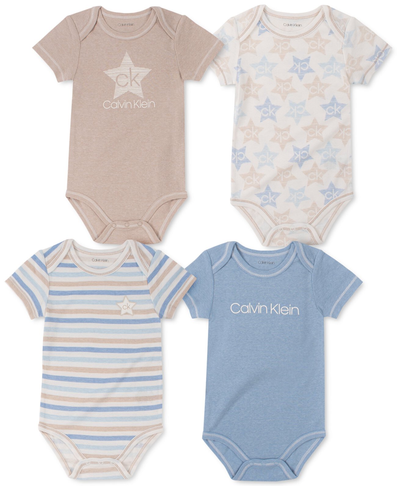 Комплект из 4 боди с принтом для новорожденных мальчиков Calvin Klein