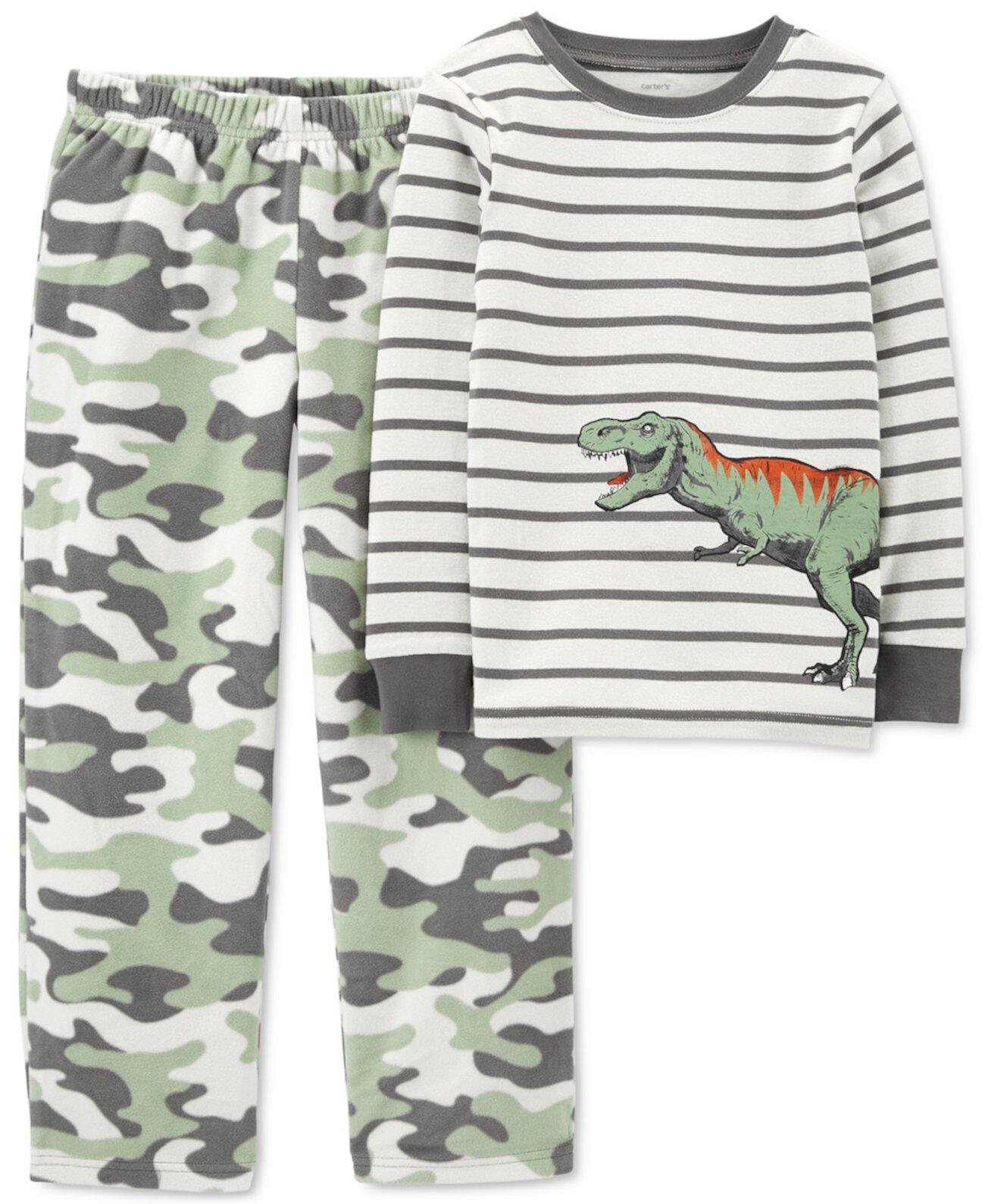 Маленькие мальчики 2-шт. Пижамный комплект из плотного кроя с верхом в виде динозавра и камуфляжными флисовыми штанами Carter's