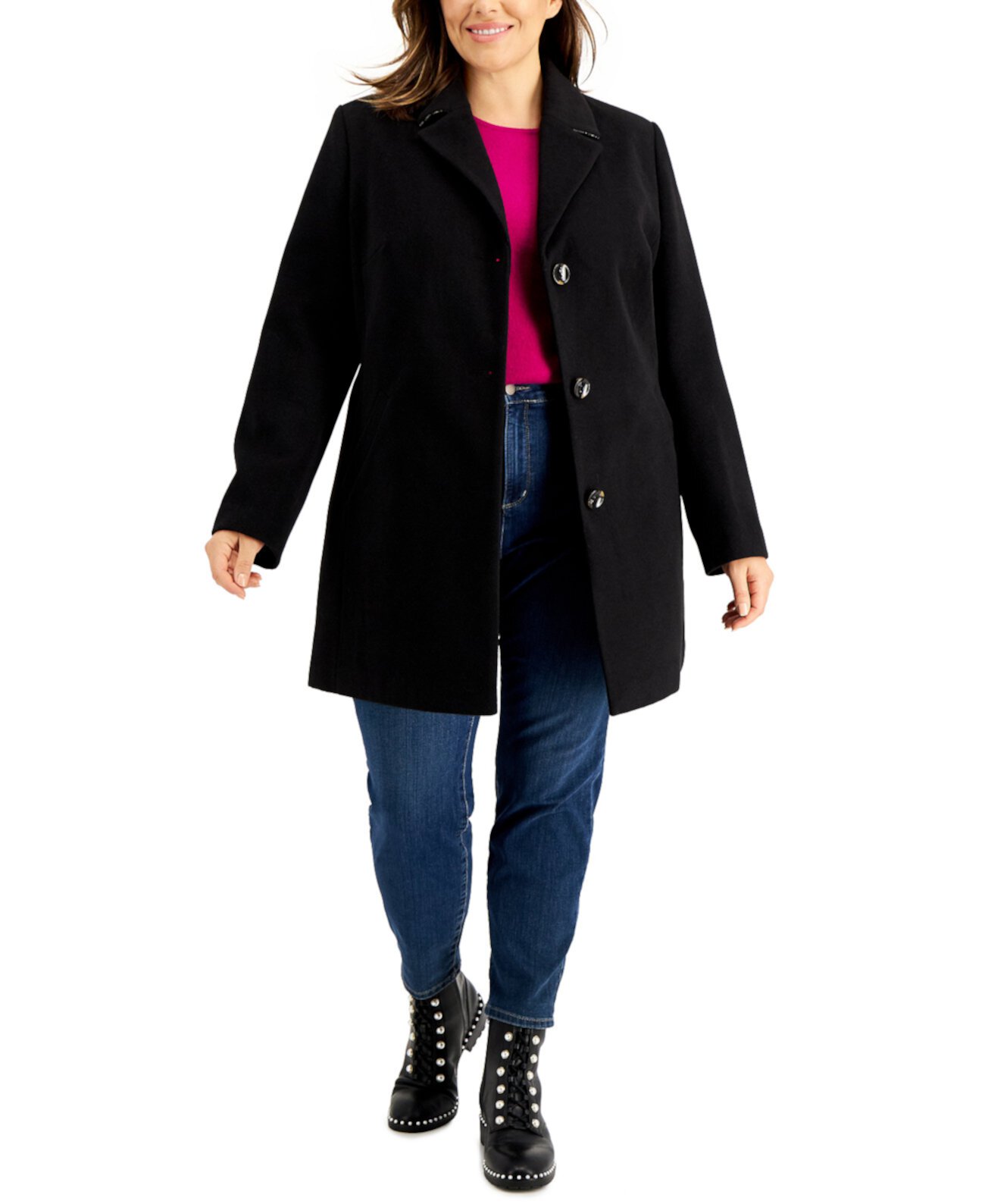 Модное однобортное рефрижераторное пальто больших размеров Maralyn & Me