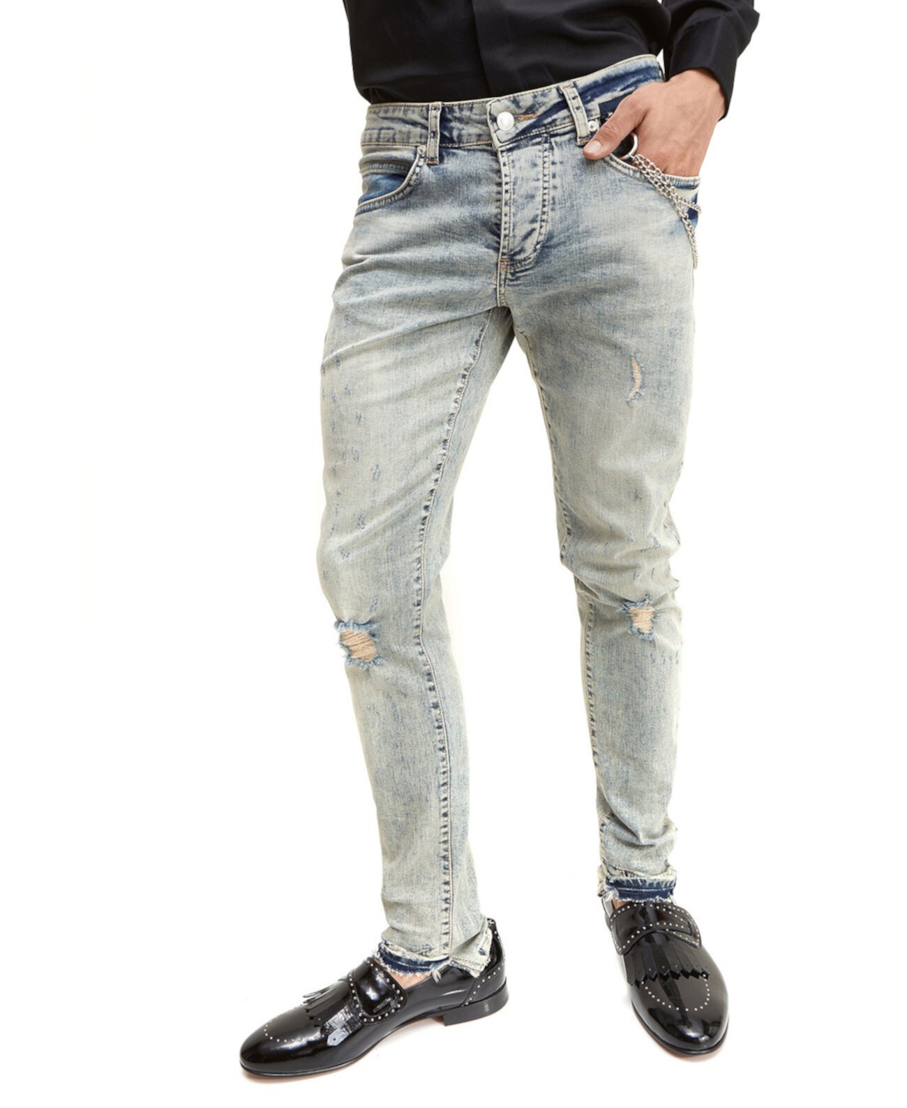 Мужские джинсы скинни скинни в современном стиле в стиле гранж RON TOMSON