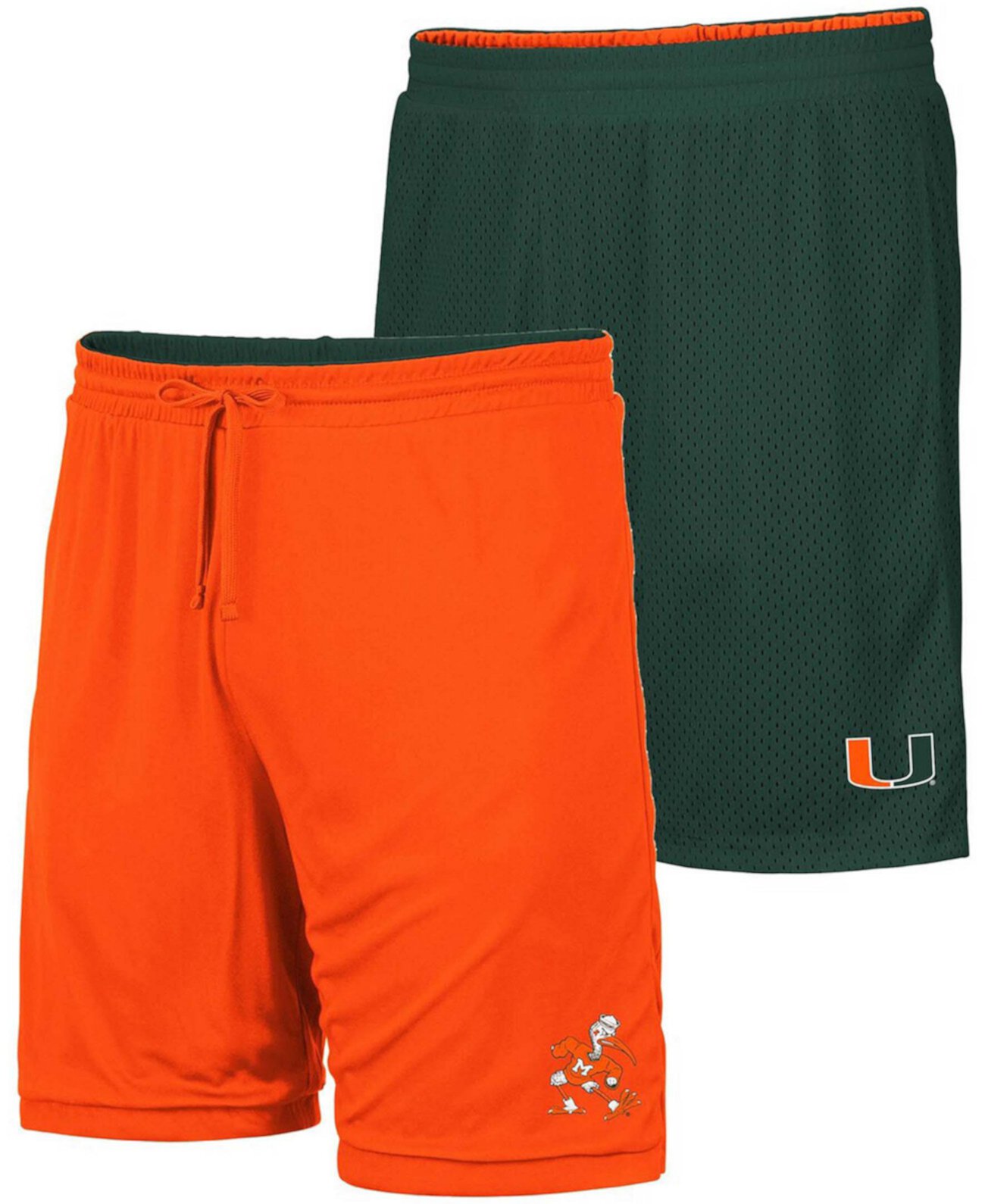 Мужские зеленые, оранжевые двусторонние шорты с логотипом Miami Hurricanes Wiggum Colosseum