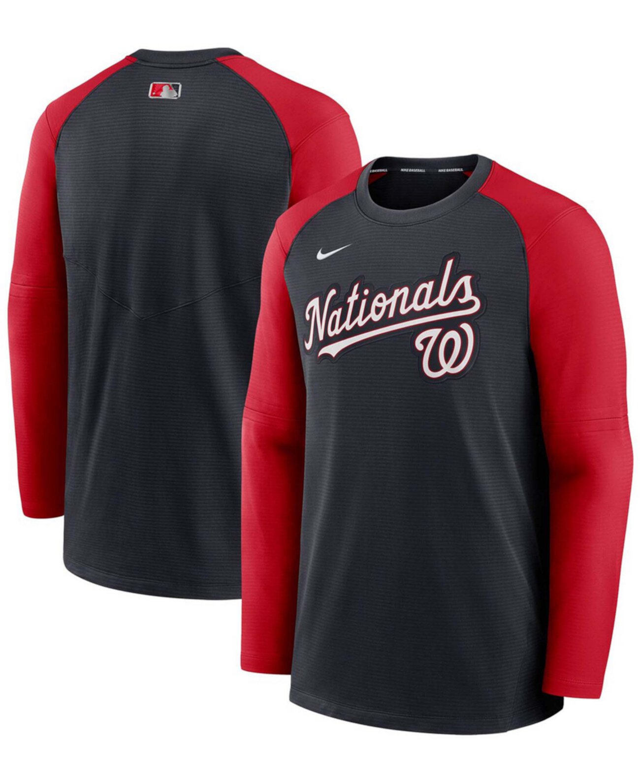 Мужской темно-синий, красный свитшот Washington Nationals Authentic Collection Pregame Performance, пуловер с регланом Nike