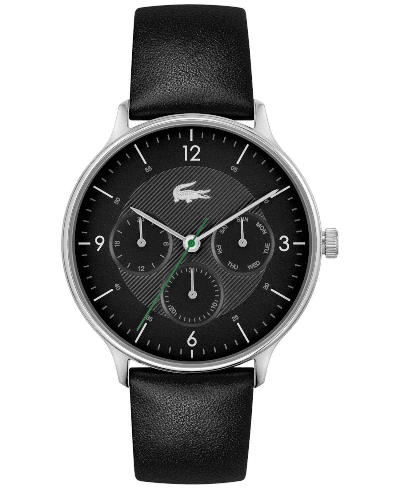 Мужские часы Lacoste Club с черным кожаным ремешком, 42 мм Lacoste