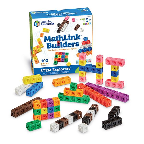 Конструктор MathLink Builders для изучения STEM, 100 блоков, 10 цветов, для детей от 5 лет Learning Resources