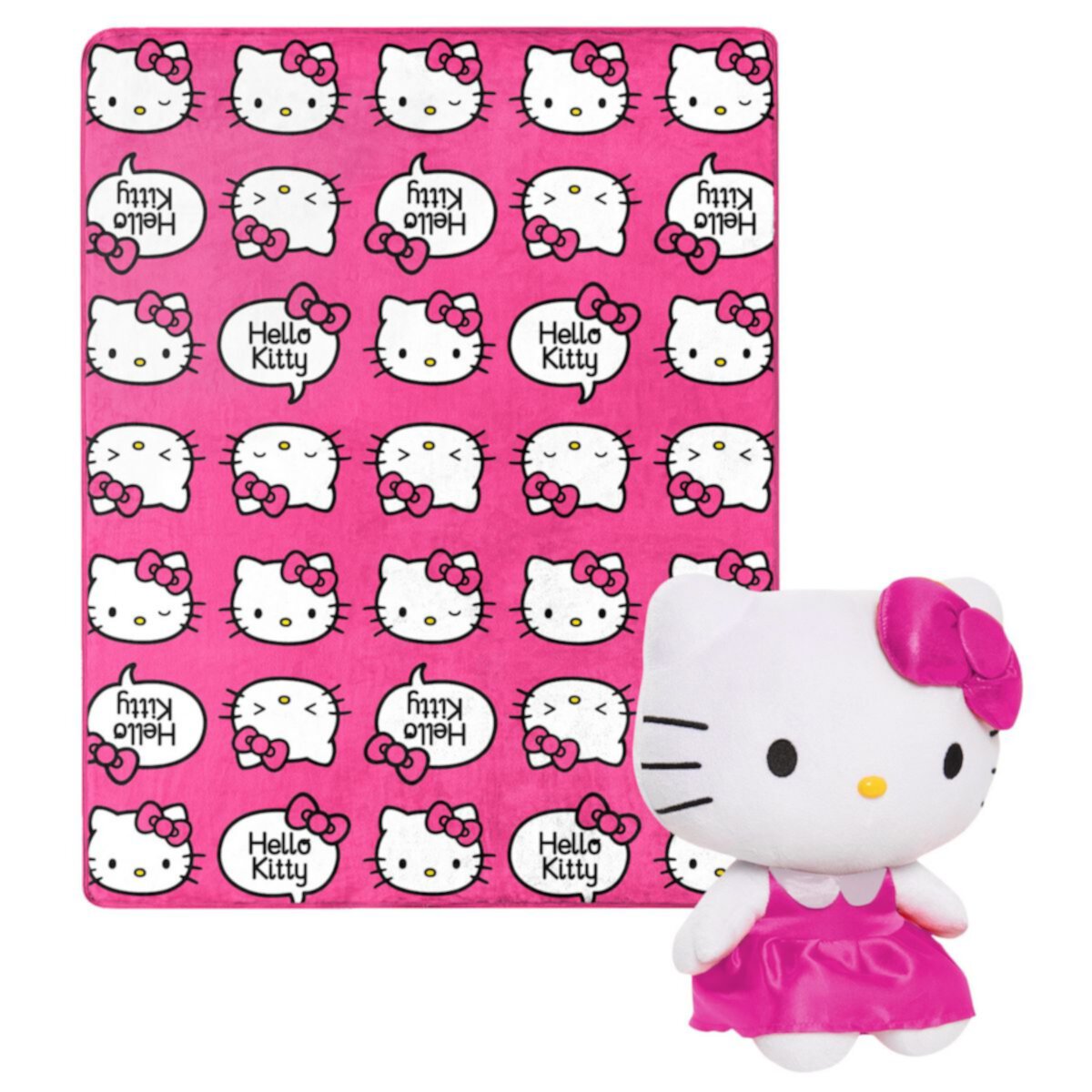 Детские одеяла ENTERTAINMENT Hello Kitty Pink Kitty Pride Character Hugger Pillow & Silk Touch Throw Set ENTERTAINMENT