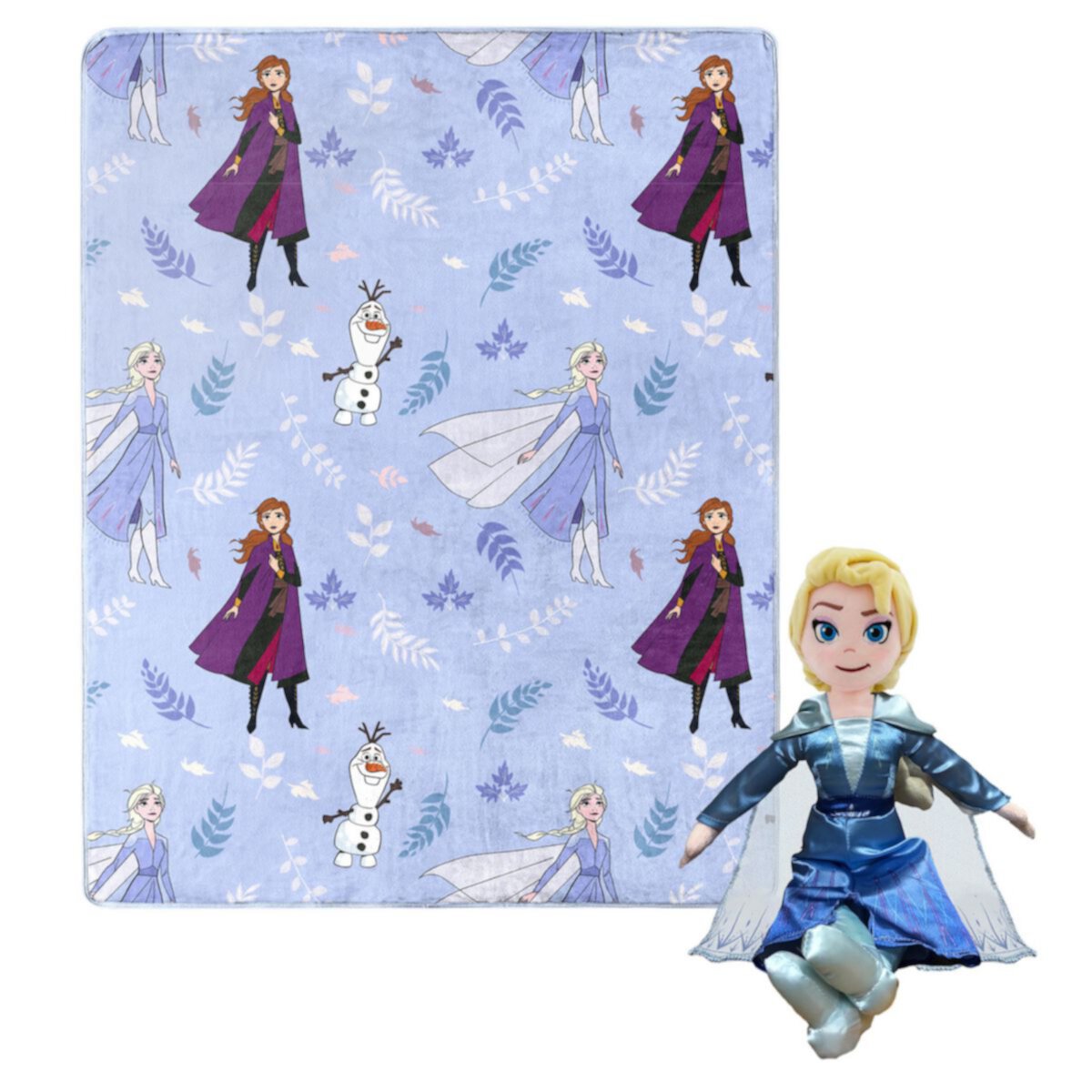 Детские одеяла ENTERTAINMENT Frozen 2 Friends in Leaves Character Hugger Pillow & Silk Touch Throw Set ENTERTAINMENT