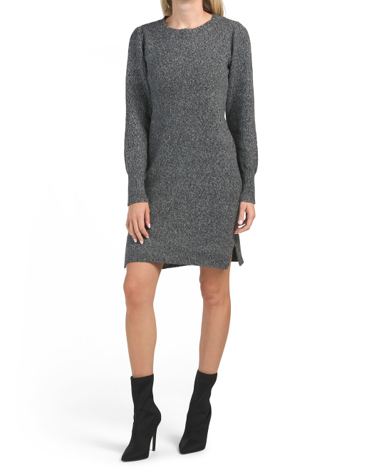 Уютное платье-свитер выше колена с длинным рукавом и круглым вырезом Nicole Miller New York