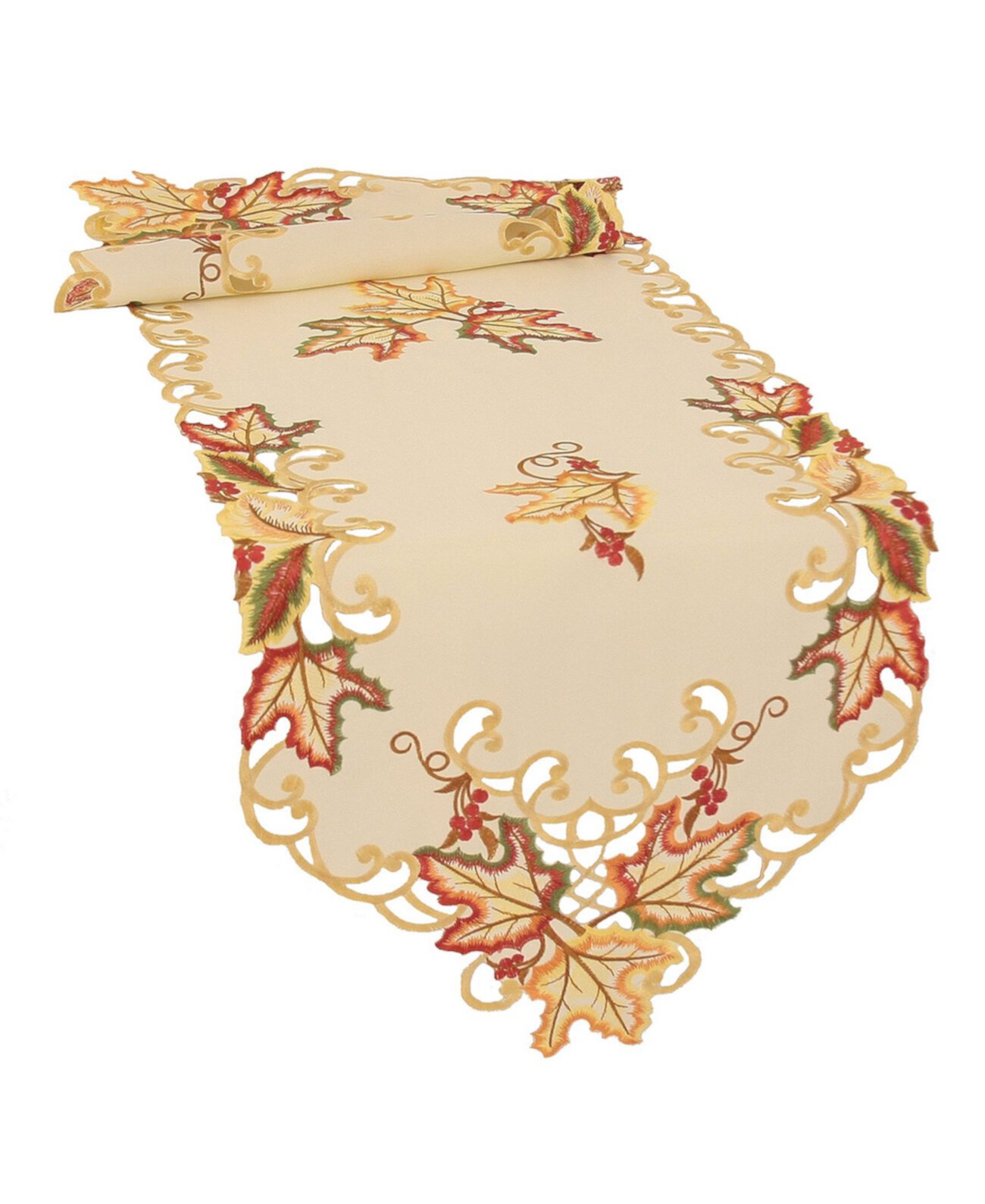 Вышитые листья муассона Рельефные дорожки для осеннего стола Manor Luxe