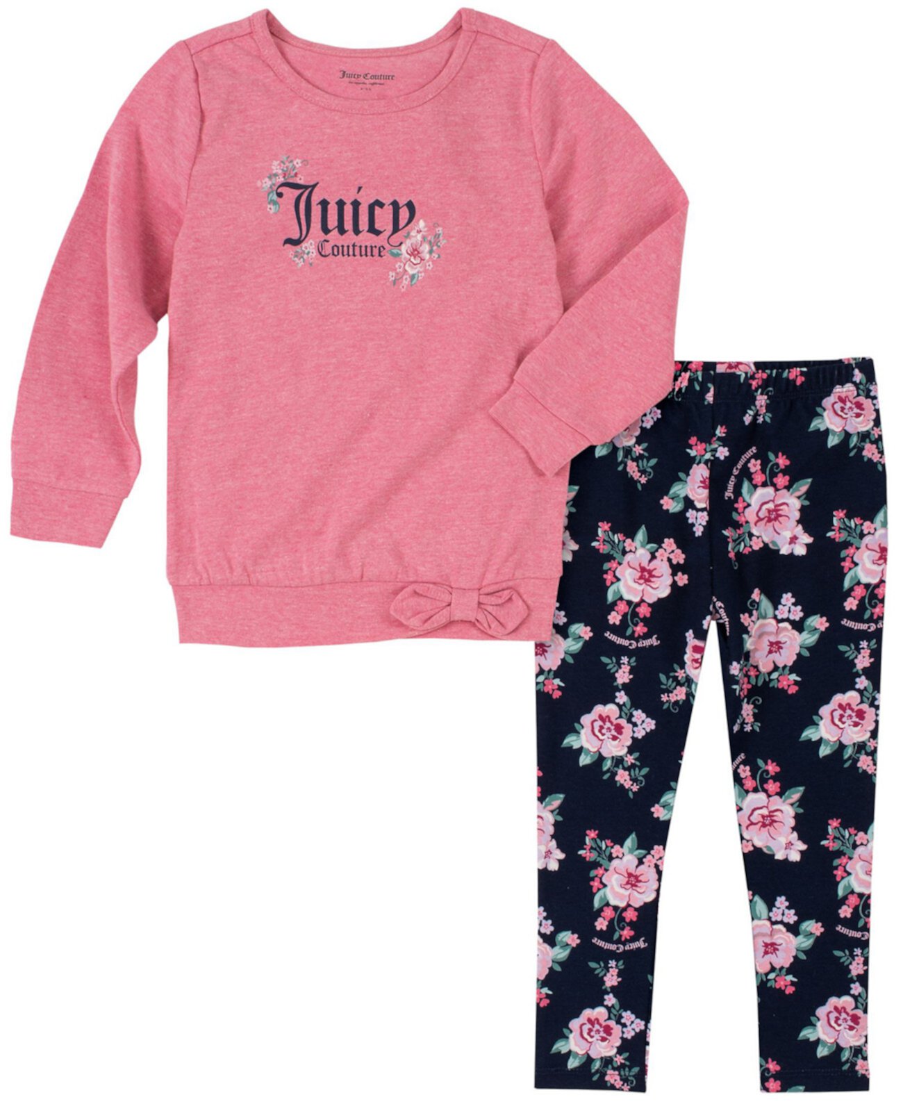 Комплект из 2 предметов, пуловер с завязками на талии и леггинсы для маленьких девочек Juicy Couture