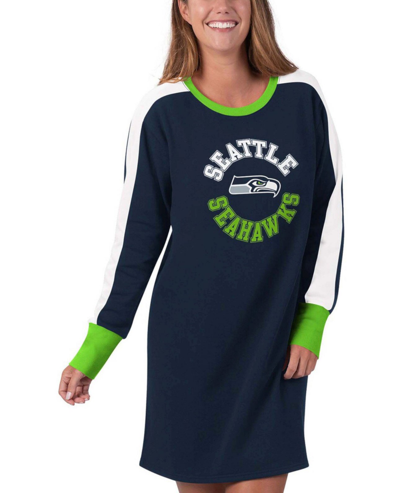 Женское темно-синее платье-футболка Seattle Seahawks Hurry Up Offense G-III