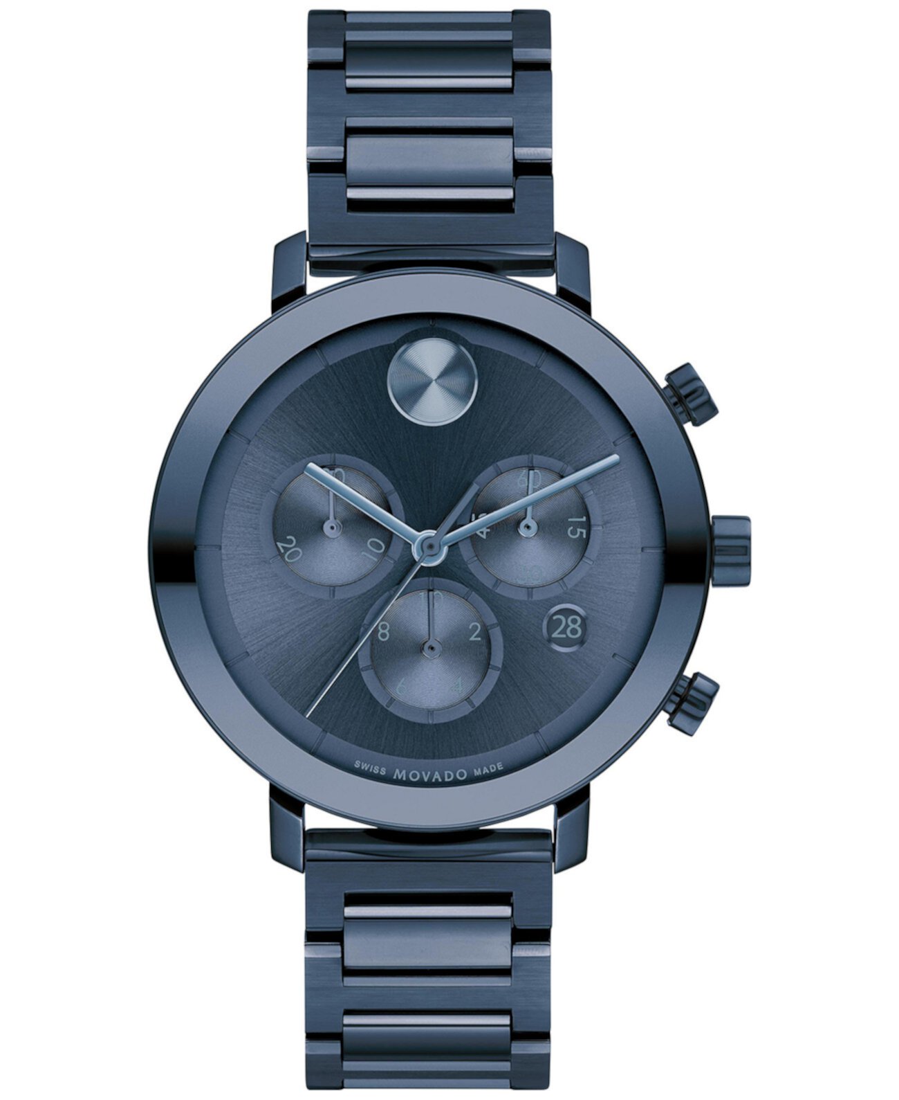 Мужские часы Bold Evolution Swiss Chronograph с синим браслетом из нержавеющей стали, 38 мм Movado