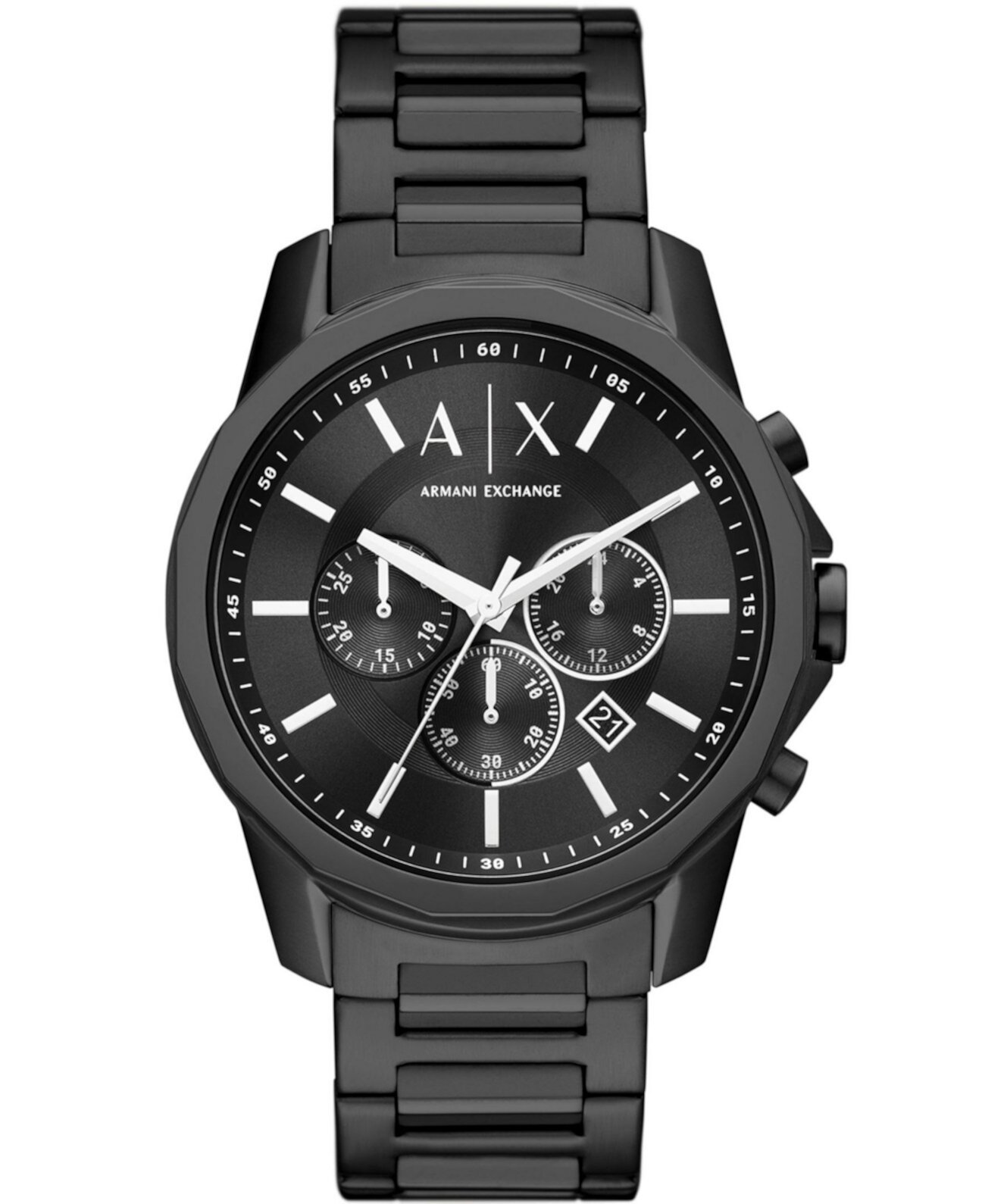Мужские часы-хронограф с черным браслетом из нержавеющей стали, 44 мм Armani