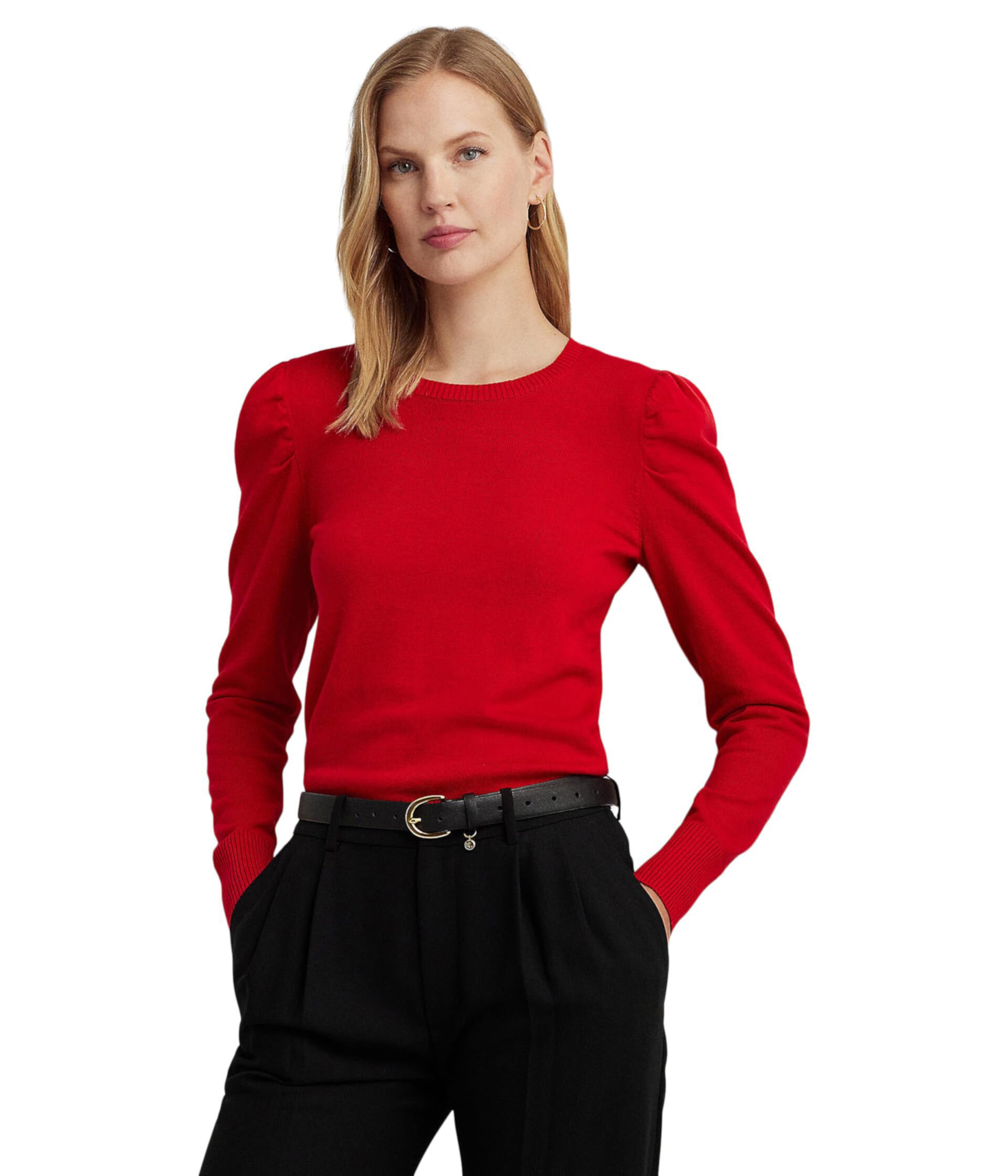 Cotton-Blend Puff-Sleeve Sweater LAUREN Ralph Lauren