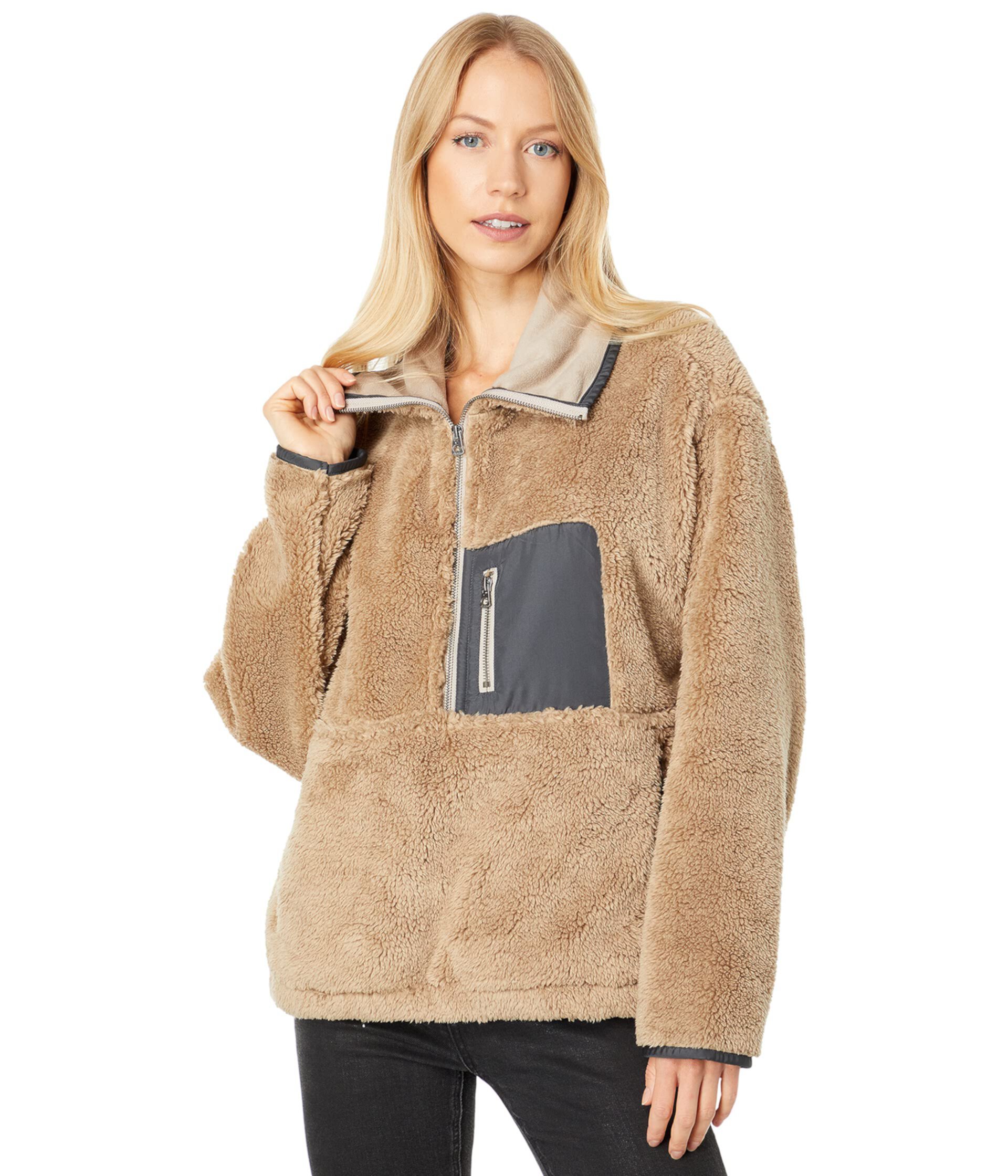 Shearling Pocket 1/2 Zip Pullover w/ Charcoal Trim Dylan by True Grit