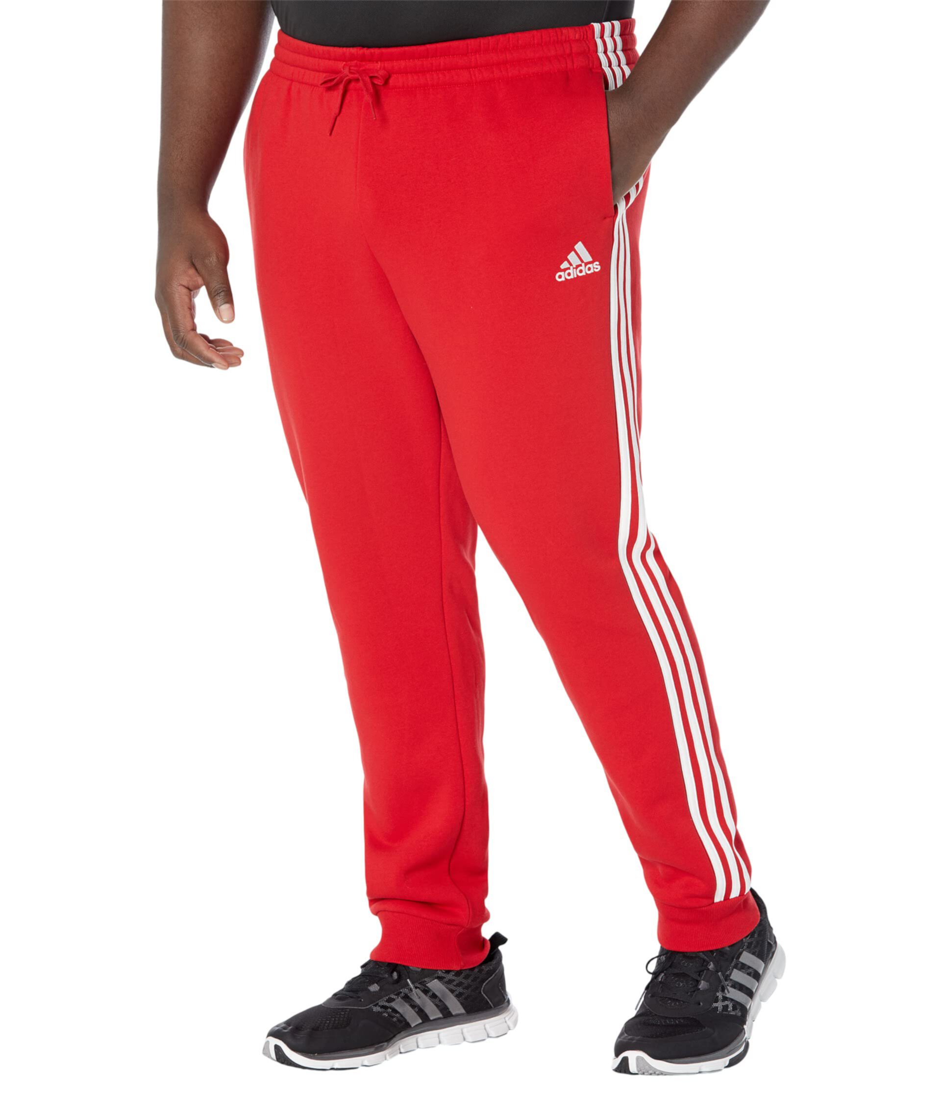 Зауженные флисовые брюки с 3 полосками и манжетами Big & Tall Essentials Adidas