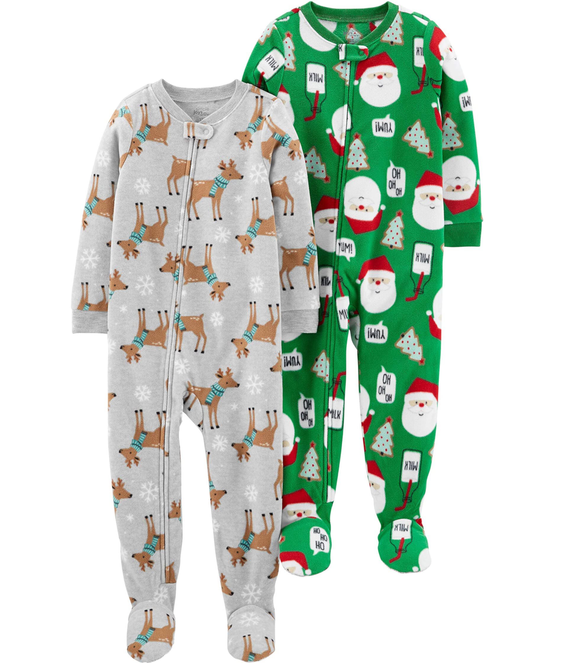 Праздничные свободные огнестойкие флисовые пижамы из 2 пар для праздников (для малышей) Simple Joys by Carter's