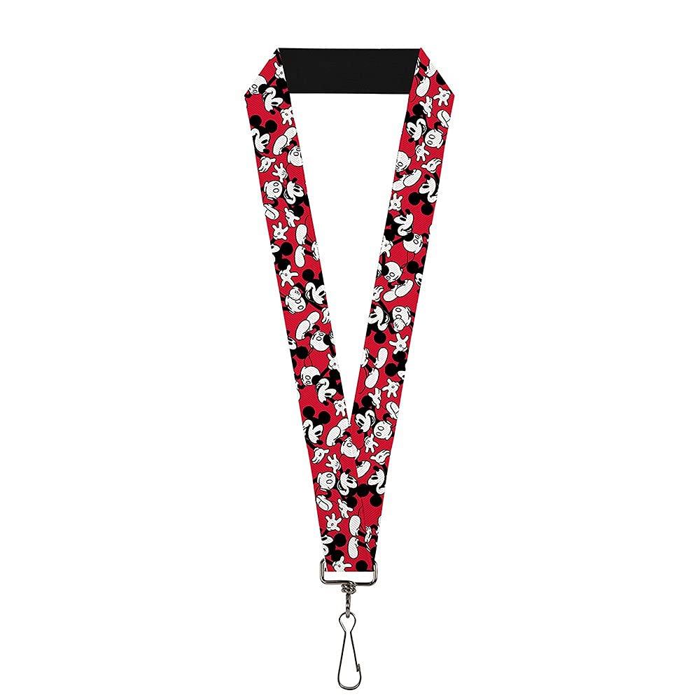 Lanyard-1.0-Mickey Mouse Poses Scattered Red/Black/White Buckle-Down