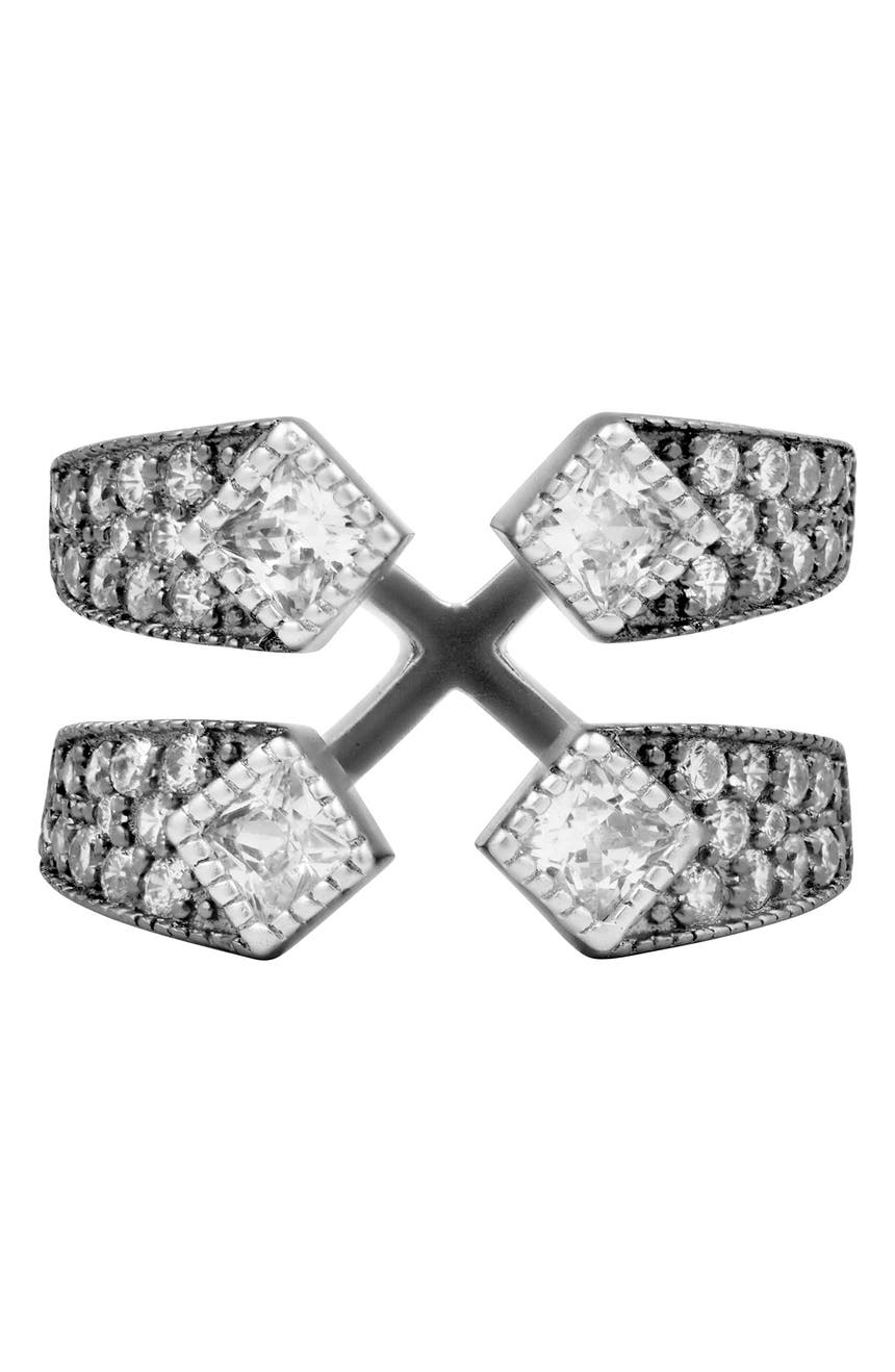 Открытое коктейльное кольцо из стерлингового серебра Pave CZ Freida Rothman
